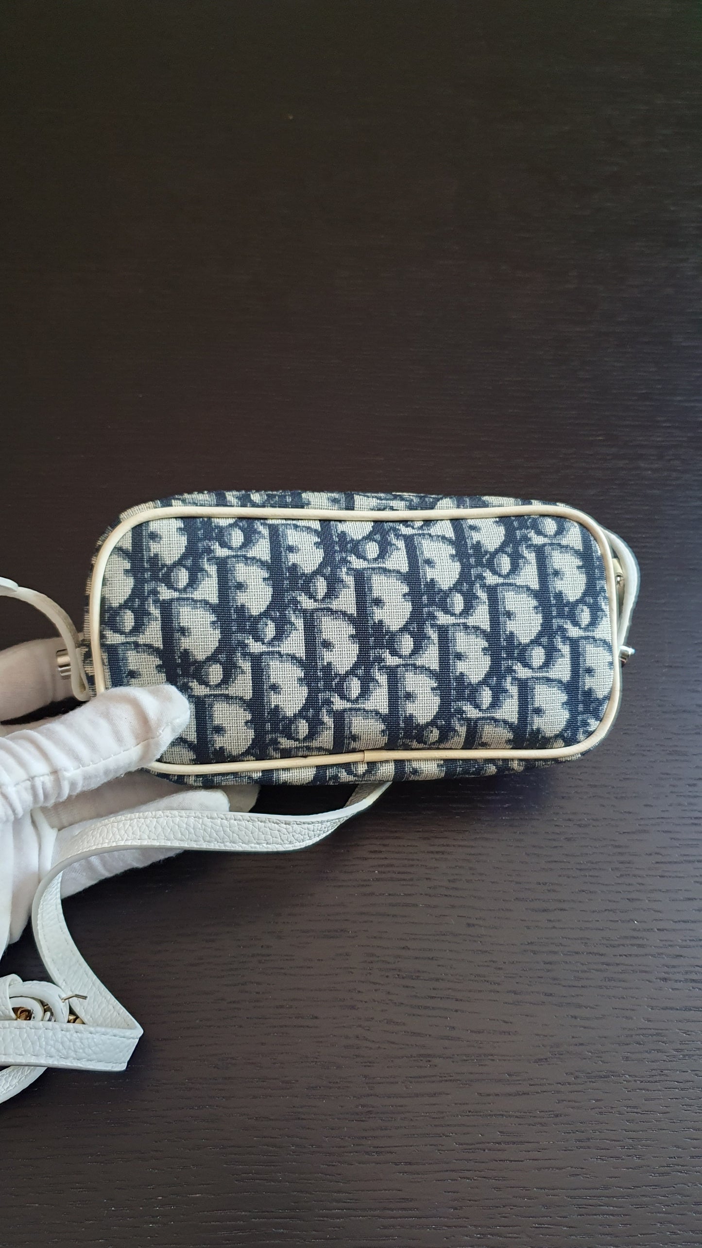 Authentic Vintage Dior Upcycle Navy Shoulder Pouch Purse with Adjustable Strap