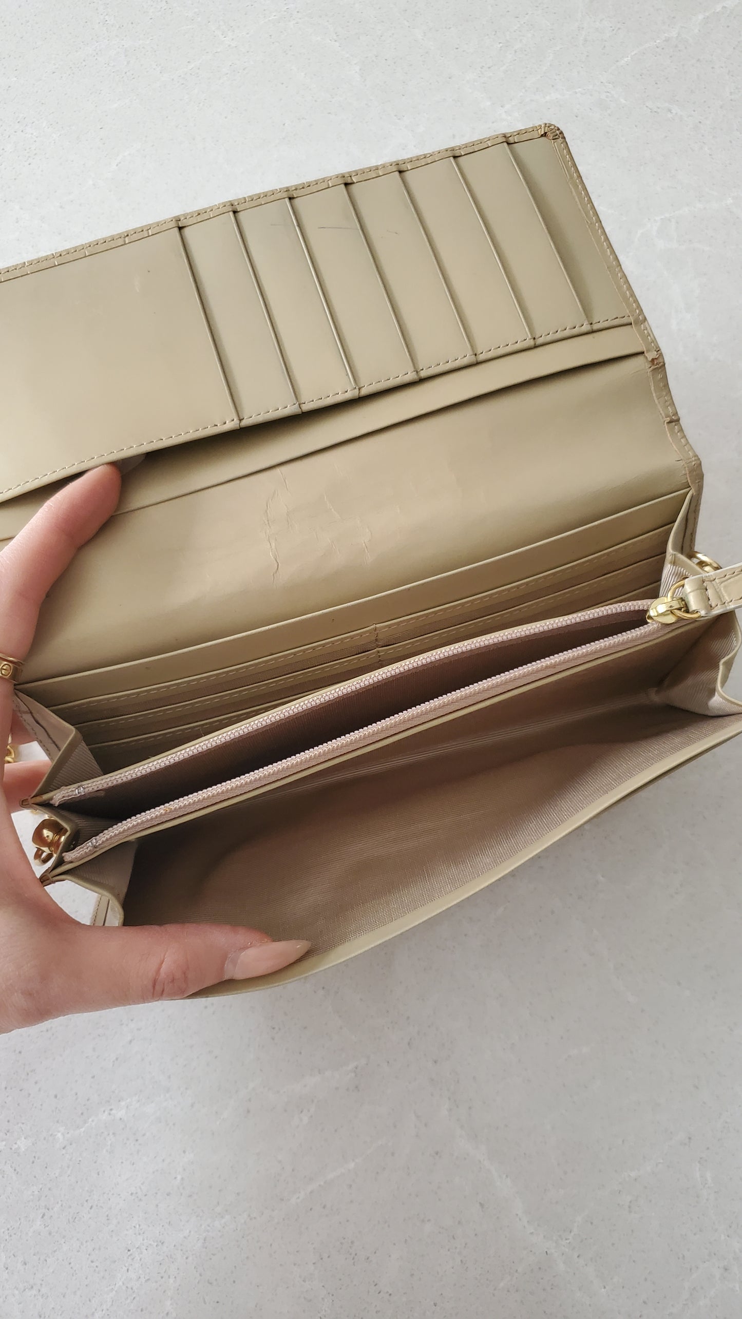 Authentic Givenchy Upcycle Long Beige Wallet on Chain