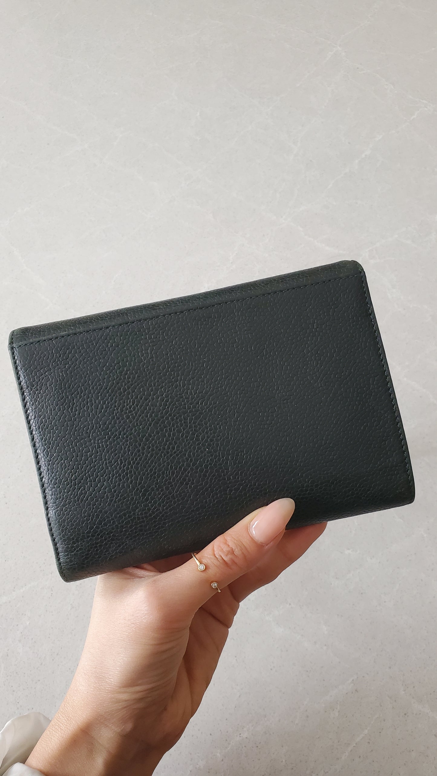 Authentic Chanel Upcycle Green Caviar Wallet on Chain