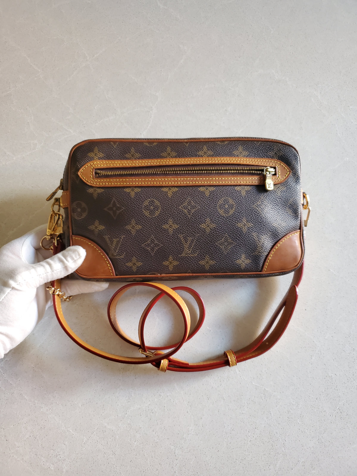 Authentic Vintage Louis Vuitton (2) Upcycle Purse with Strap & Chain