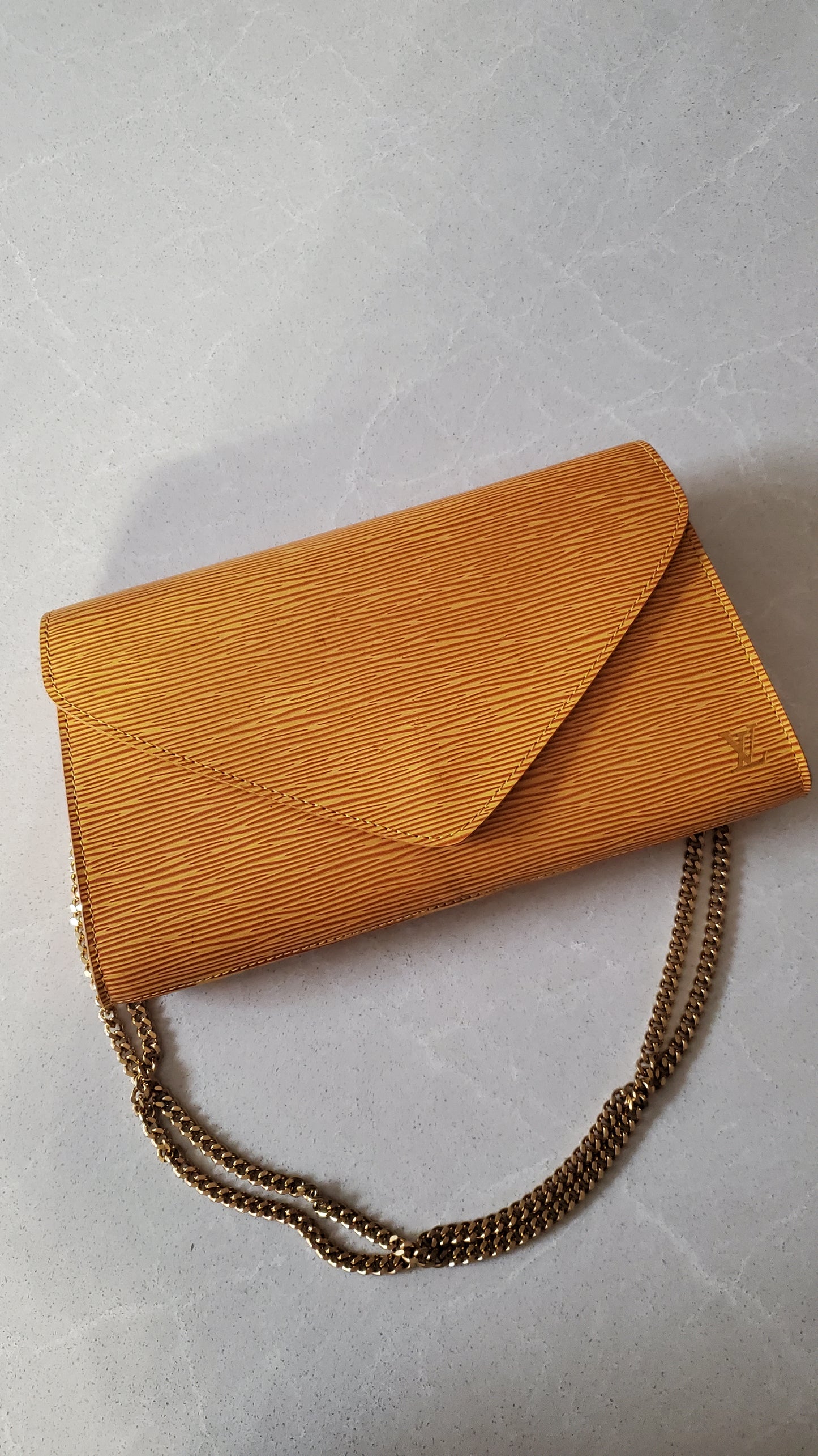 Authentic Vintage Louis Vuitton Upcycle Yellow Epi Purse on Chains