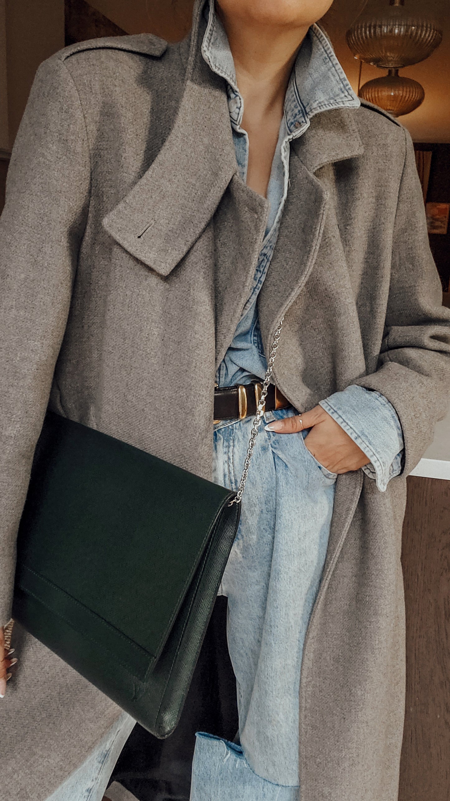 Authentic Vintage Louis Vuitton (Dark Green) Upcycle Large Purse on Chains