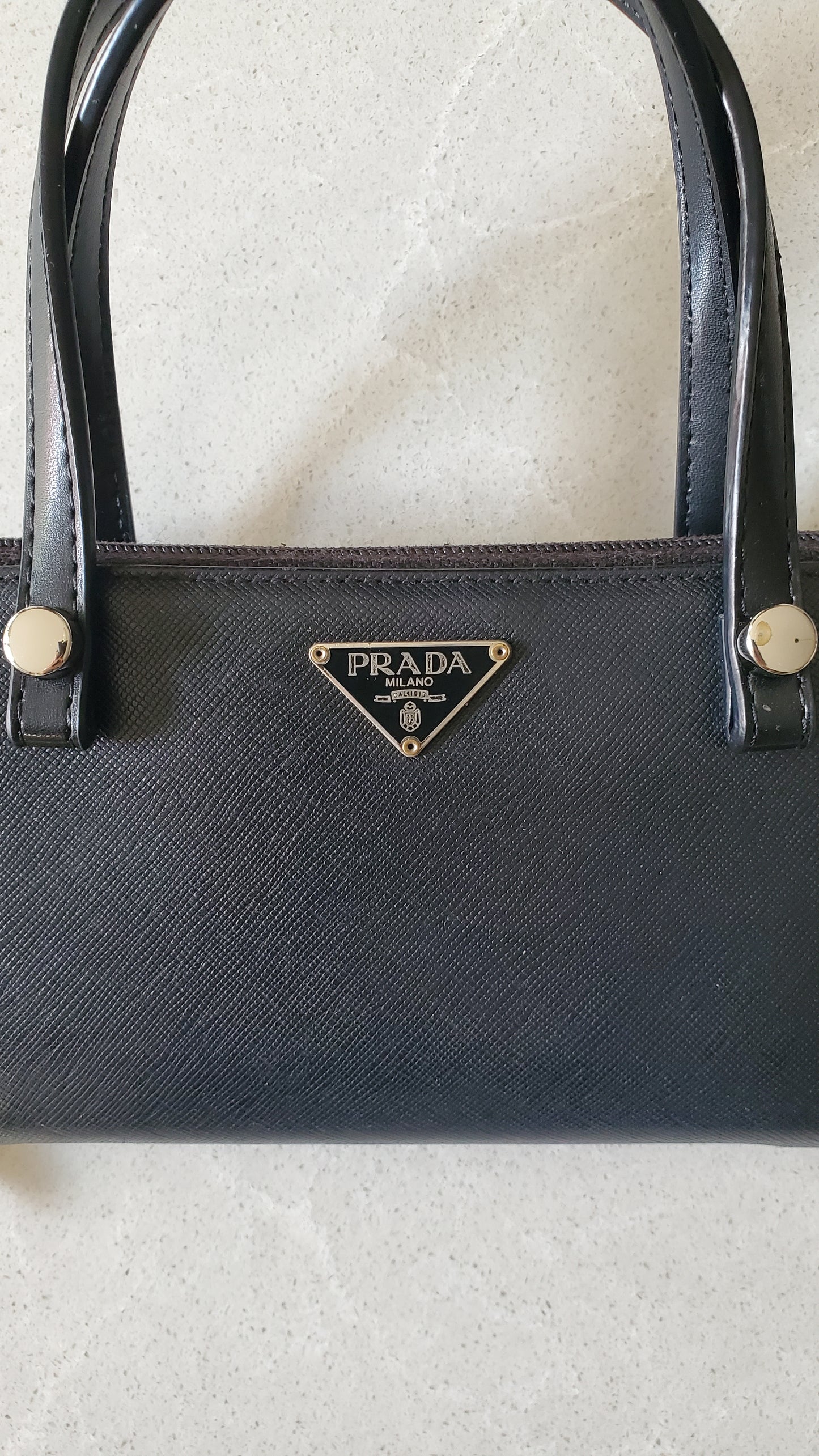Authentic Prada Upcycle Black Zip-Up Wallet with Handle Straps