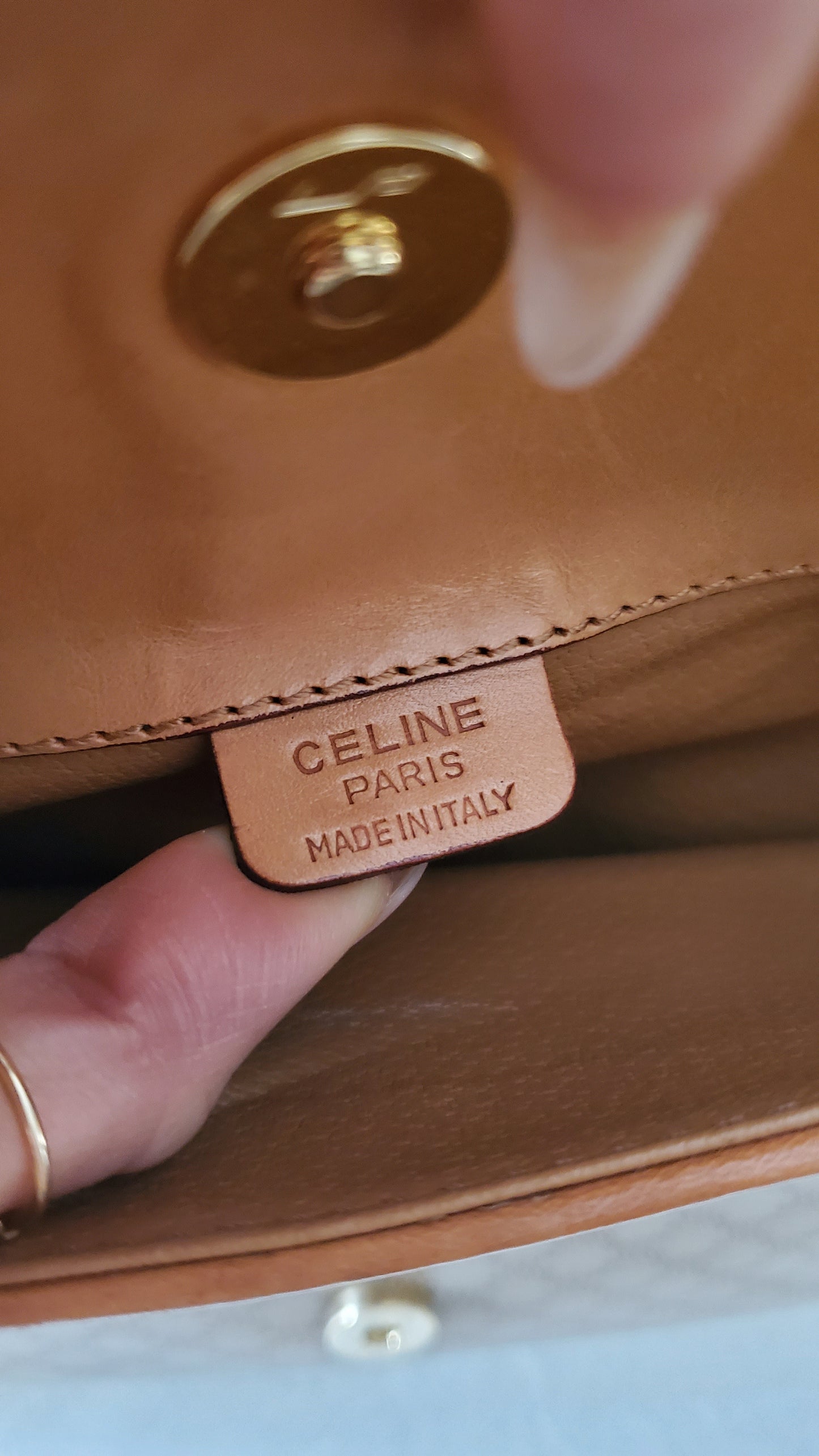 Authentic Vintage Celine Upcycle (Tan) Purse on Strap