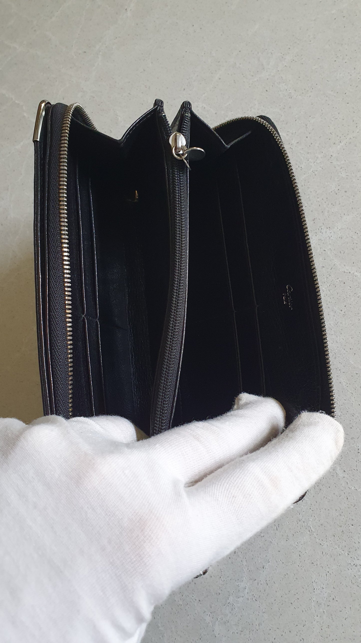 Authentic Vintage Cartier Upcycle Black Leather Wallet with Chain