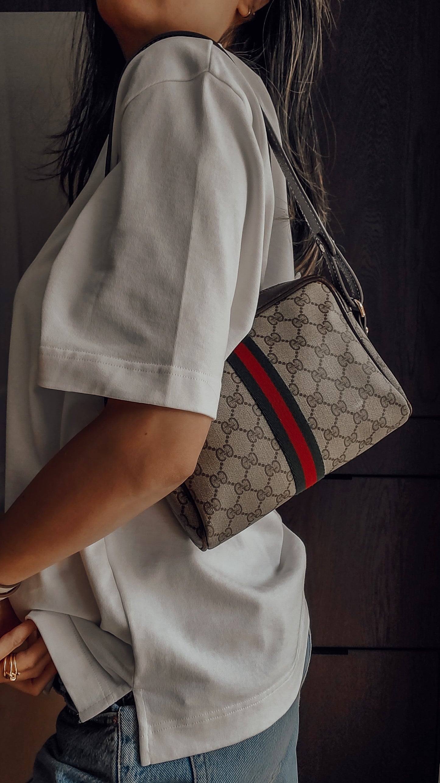 Authentic Vintage Gucci Upcycle (Brown) Shoulder Purse with Strap