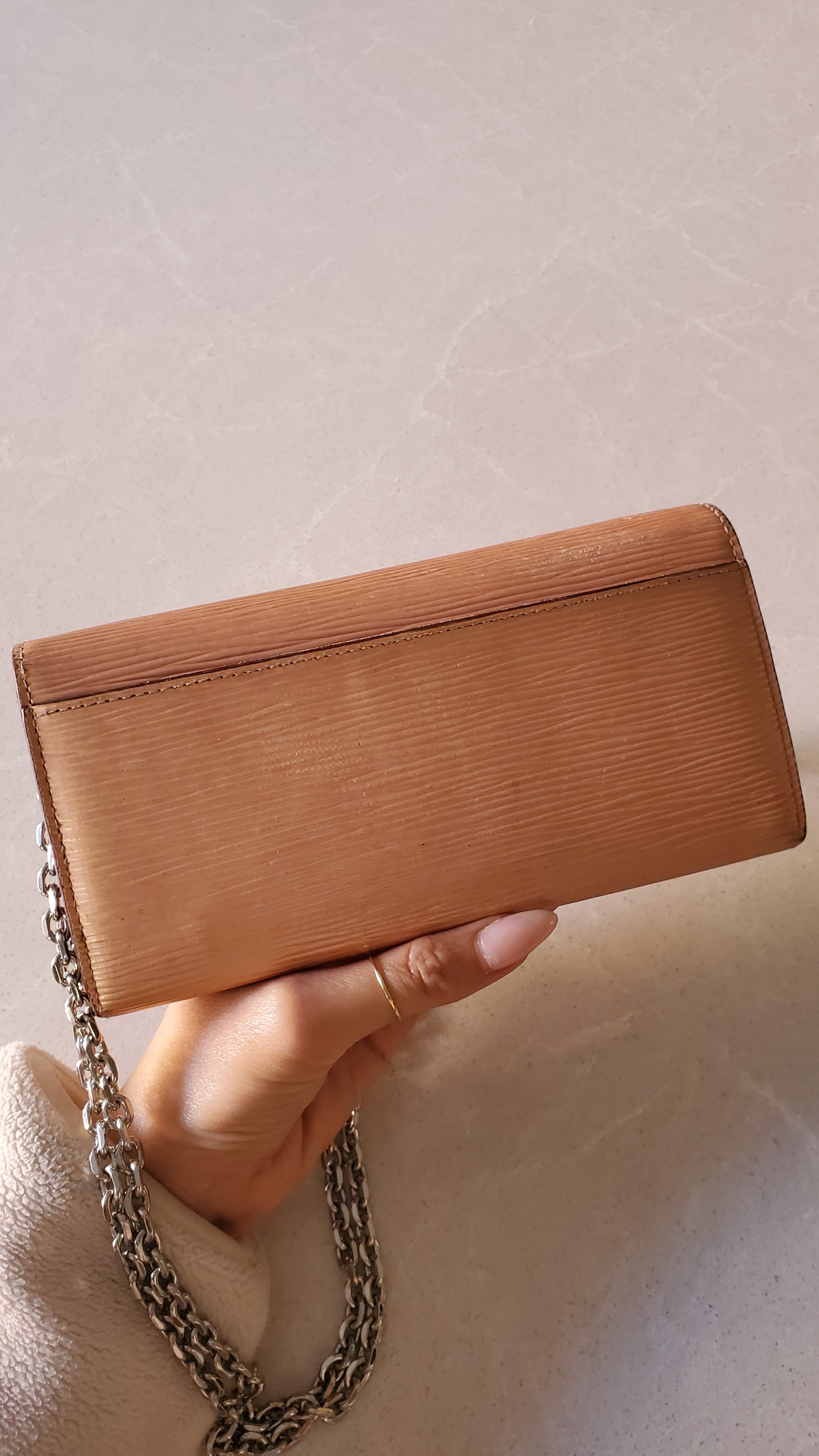 Authentic Louis Vuitton Pink Epi Upcycle Long Wallet on Chain