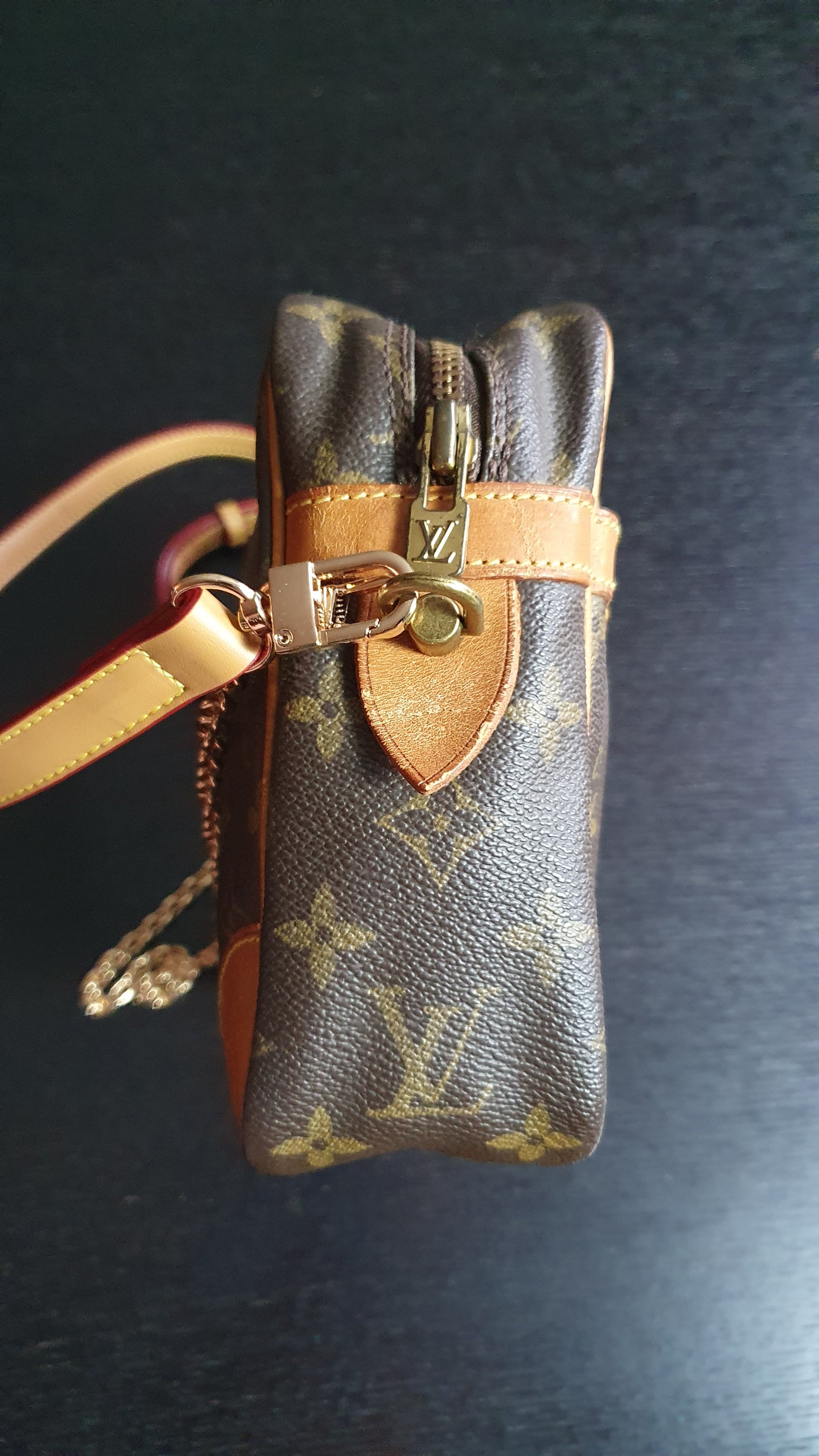 Authentic Vintage Louis Vuitton (863.SL) Upcycle Purse with Strap & Chain