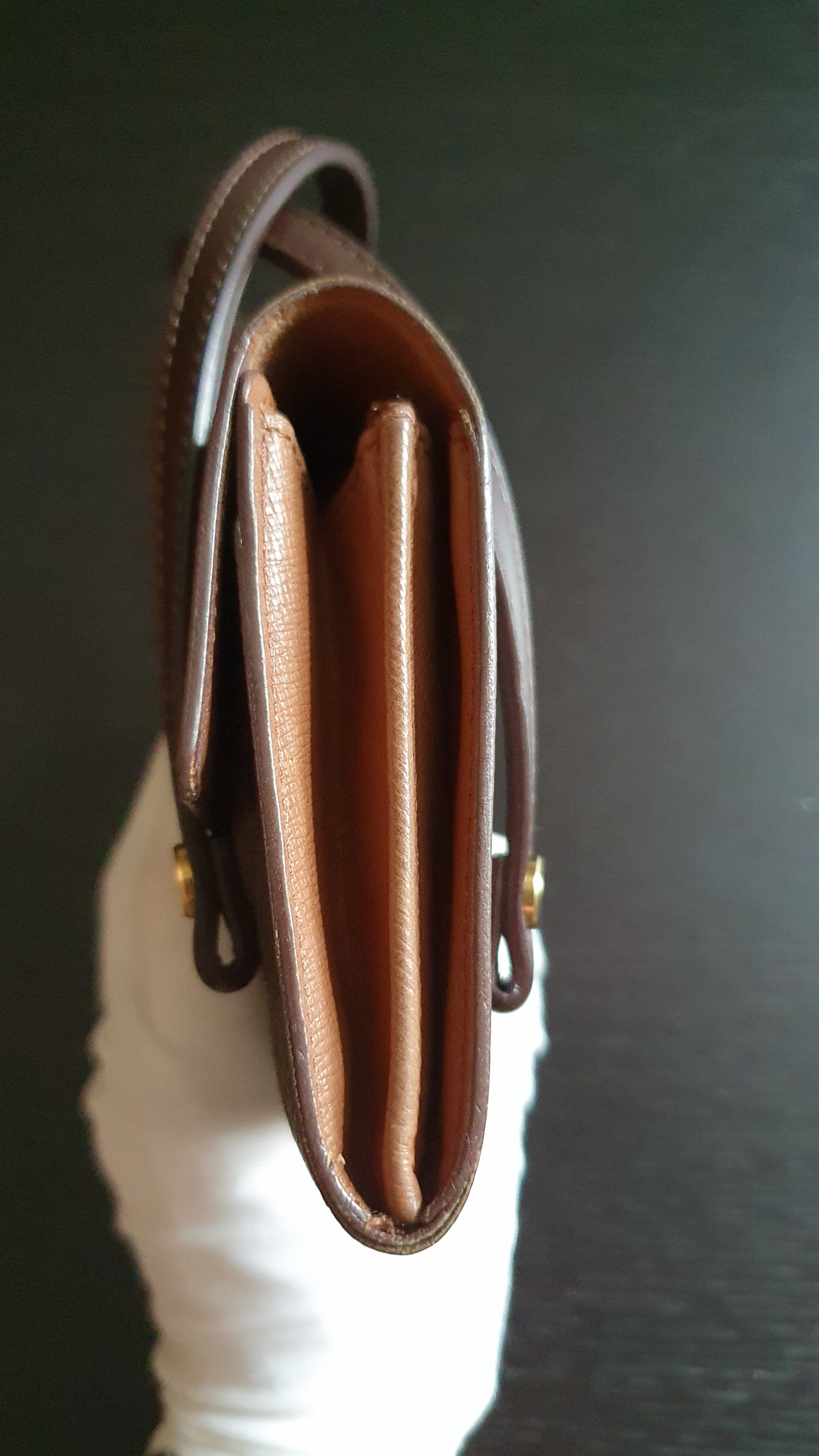 Authentic Vintage Louis Vuitton (3) Upcycle Brown Monogram Wallet with Two Handles
