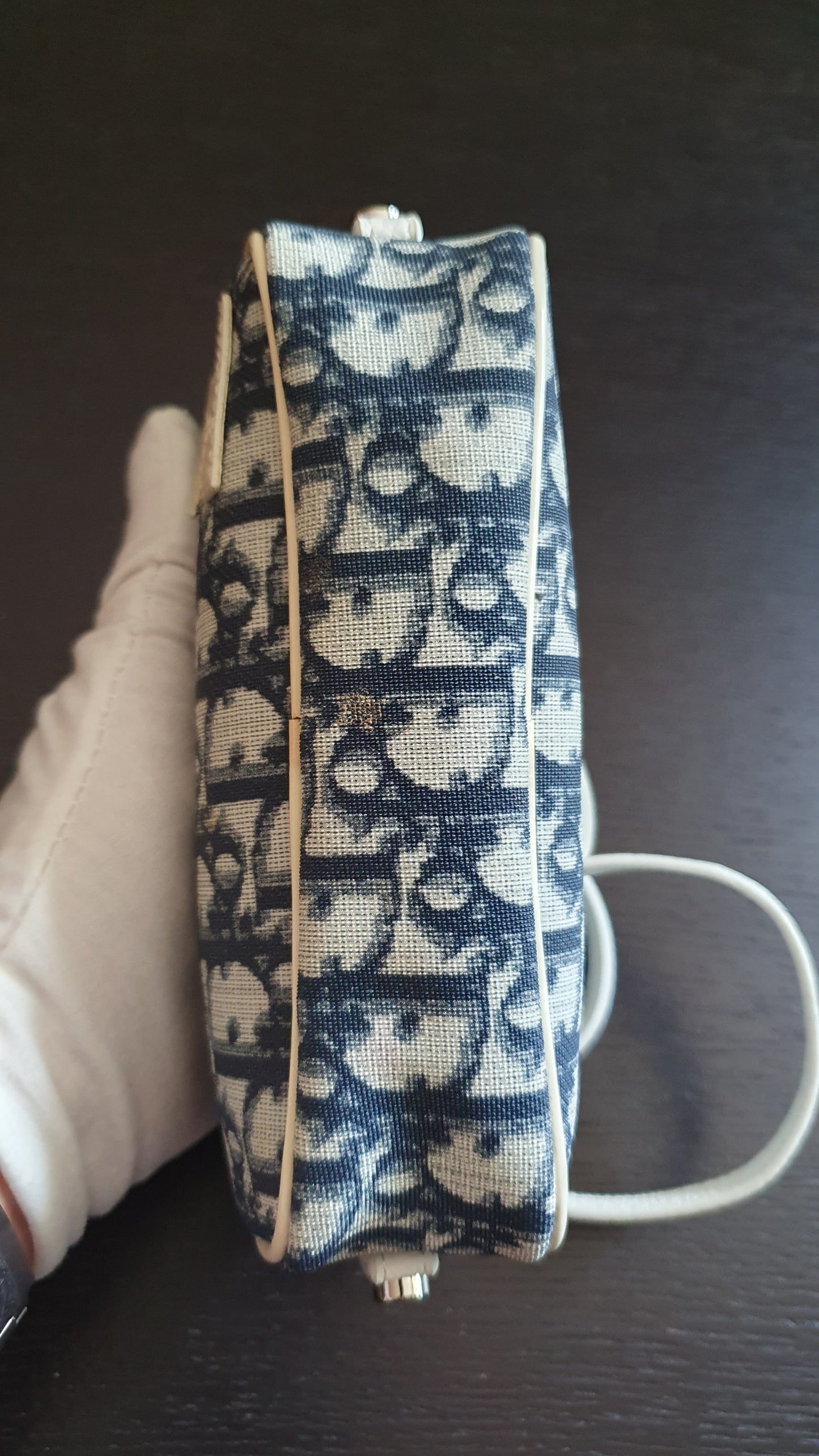 Authentic Vintage Dior Upcycle Navy Shoulder Pouch Purse with Adjustable Strap