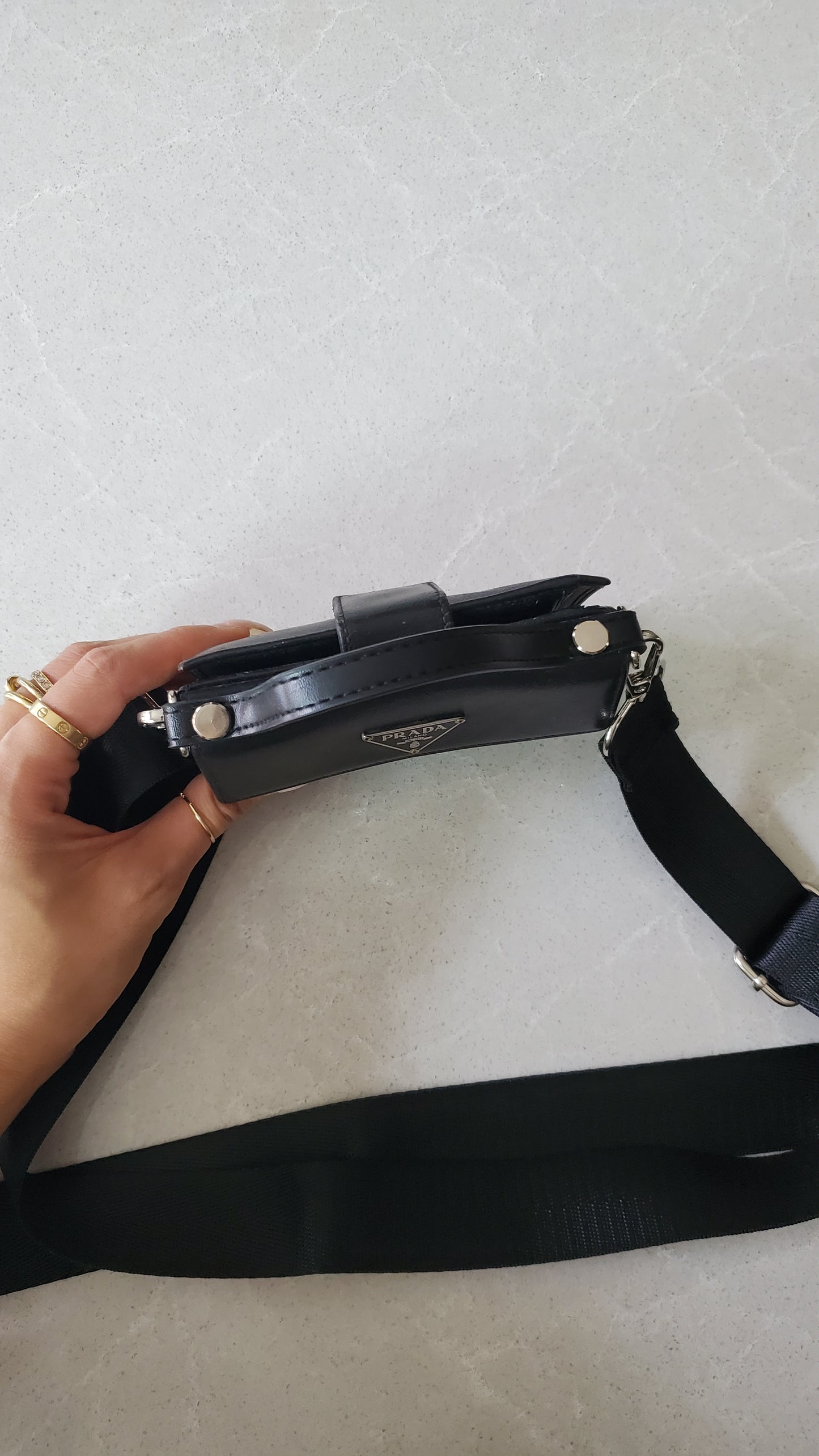 Authentic Prada Upcycle Black Wallet with Straps