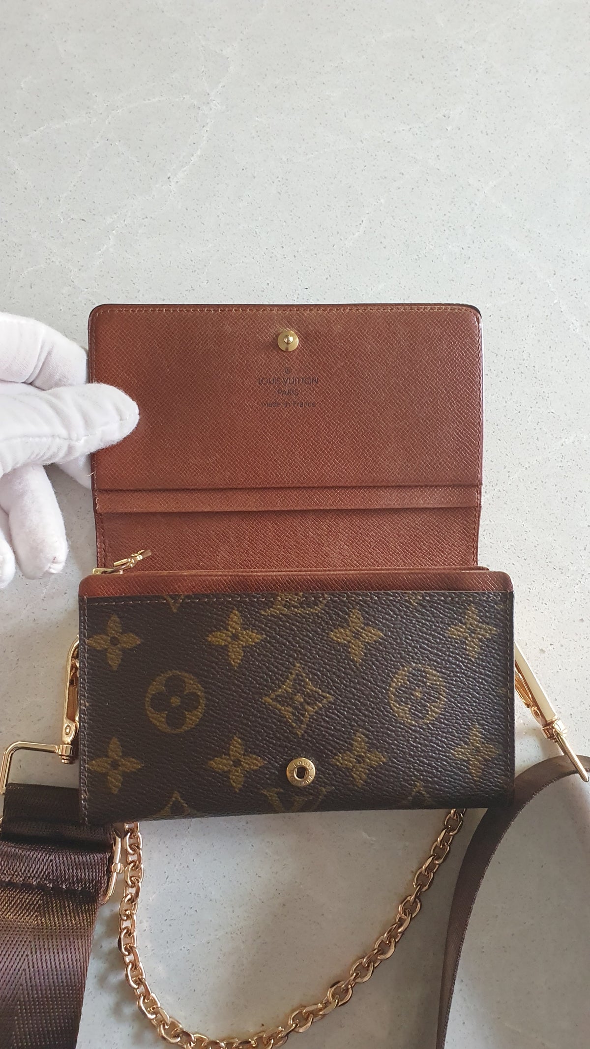 Authentic Vintage Louis Vuitton Upcycle Small Wallet (2) with Strap and Chain