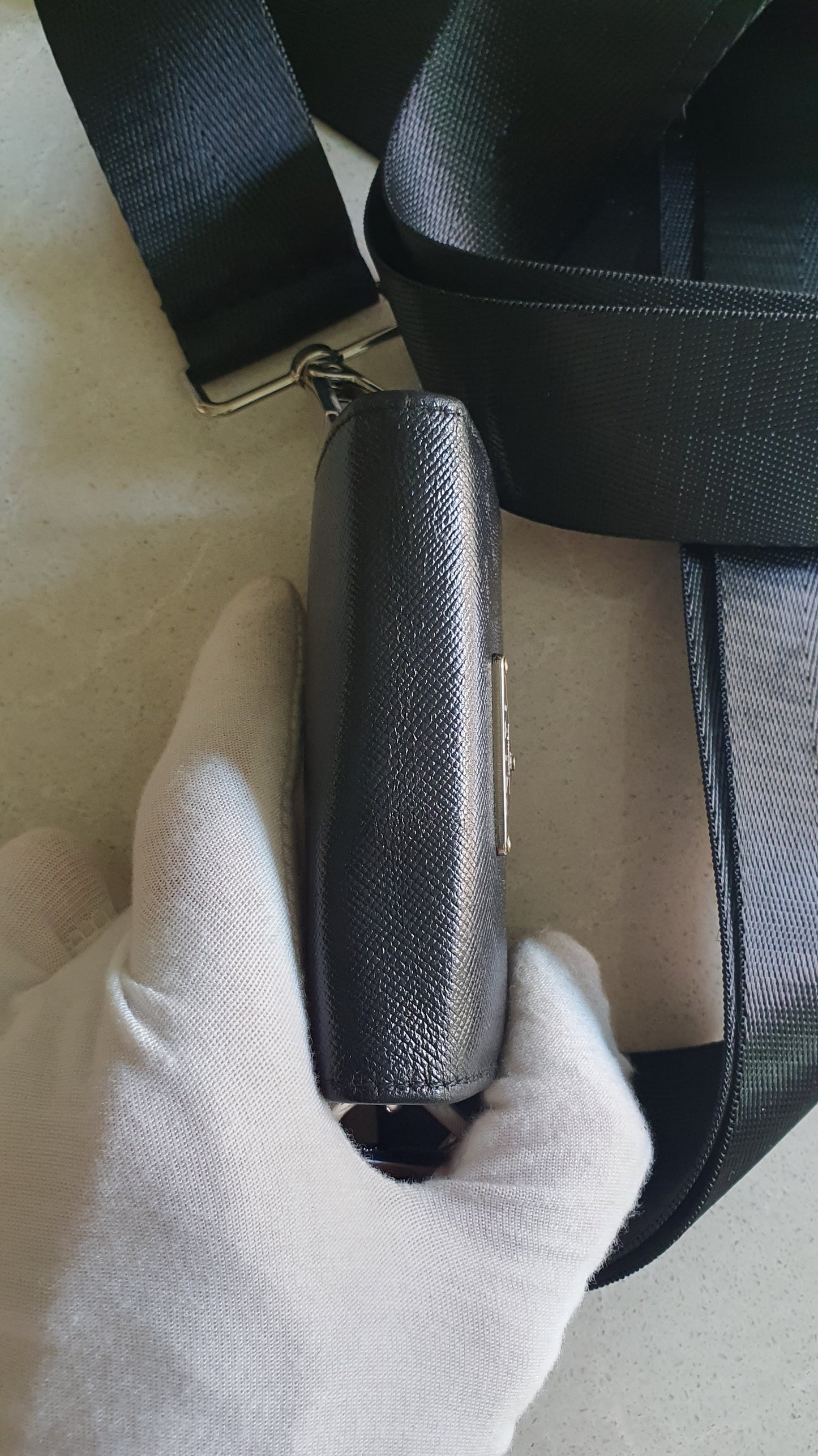 Authentic Prada Upcycle Black Small Keyholder with Strap