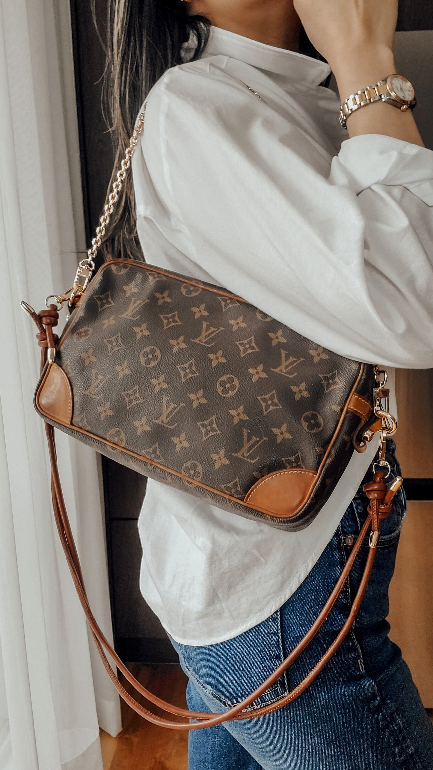 Authentic Vintage Louis Vuitton Upcycle Purse with Strap & Chain