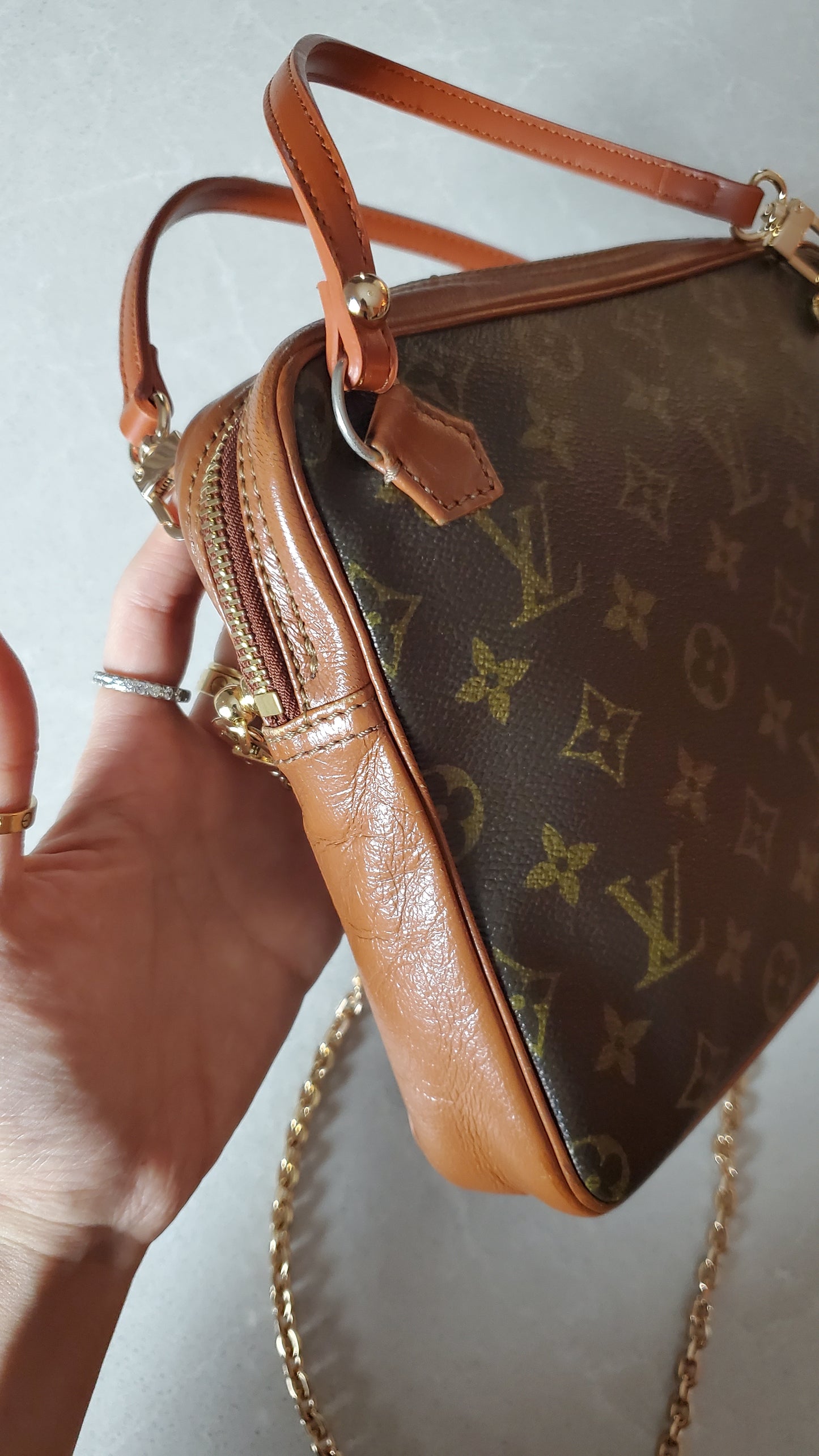 Authentic Vintage Louis Vuitton Upcycle Purse with Strap & Chain