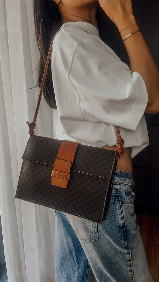 *Rare* Authentic Vintage Celine Upcycle Brown Versatile Purse with Strap