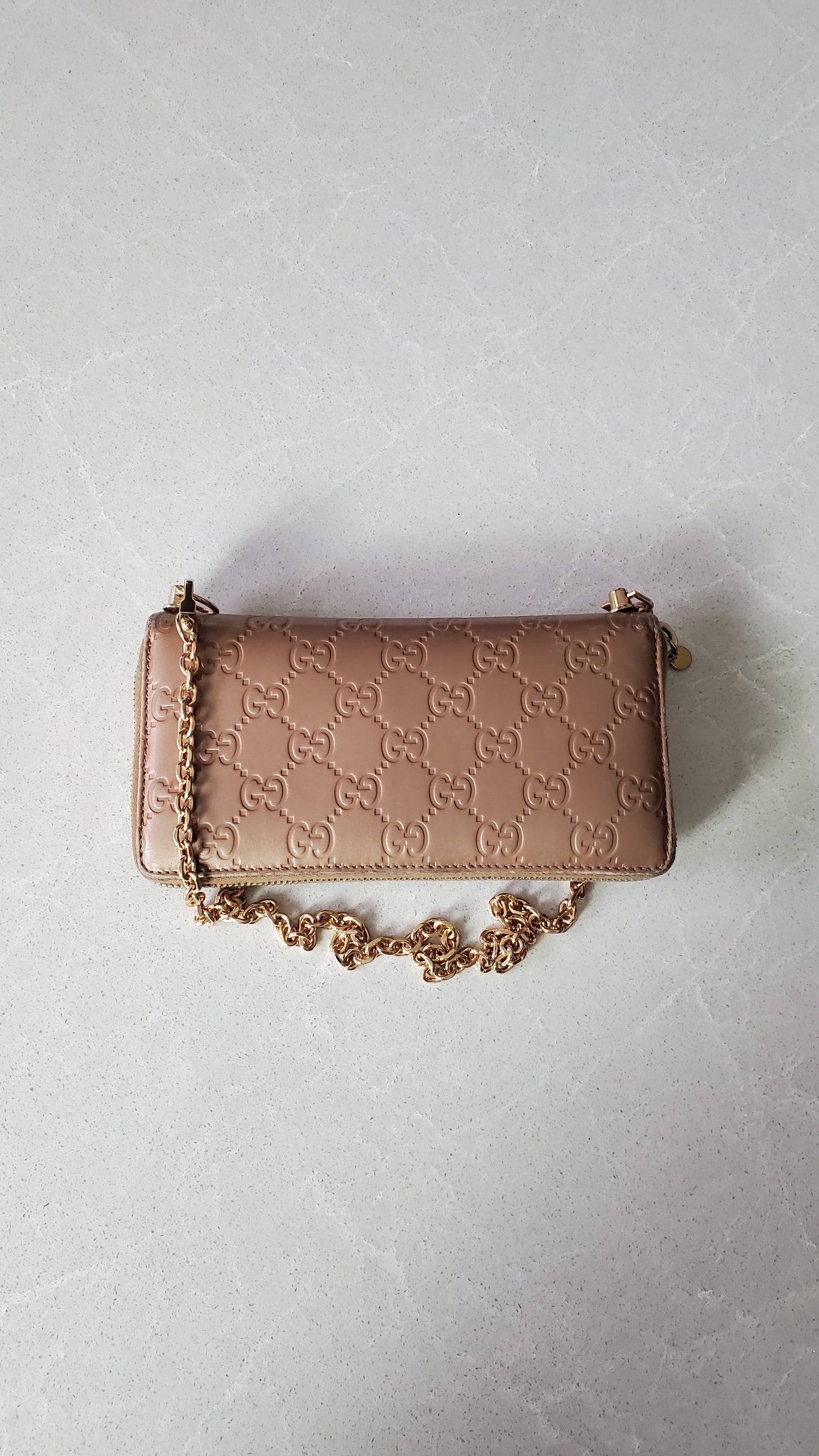 Authentic Gucci Upcycle Zip Wallet with Shoulder Chain