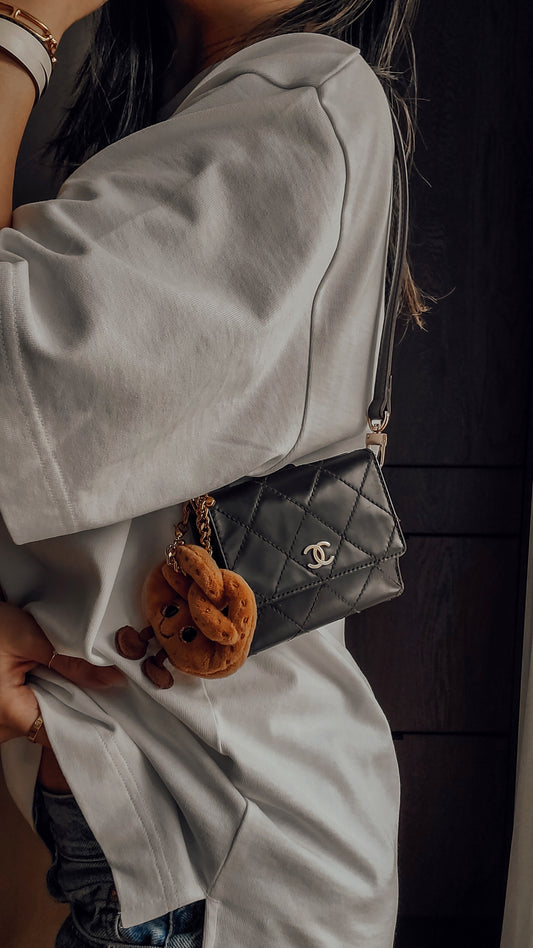 Authentic Vintage Chanel Upcycle (Brown) Small Shoulder Wallet with Strap