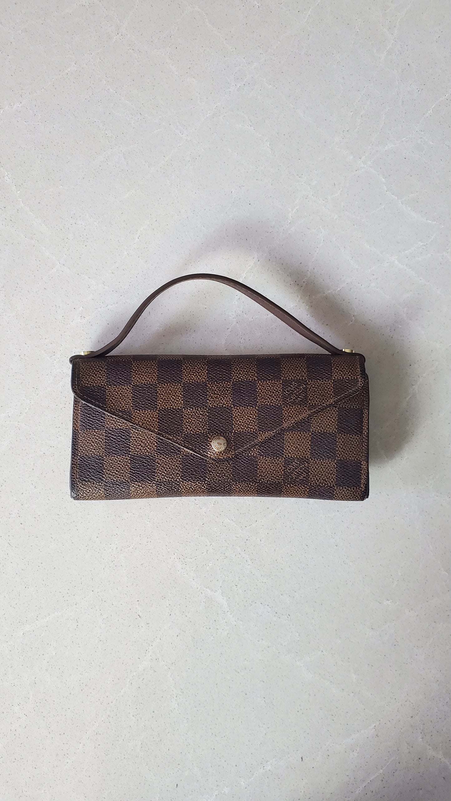Authentic Louis Vuitton (2) Upcycle Brown Damier Wallet with Straps