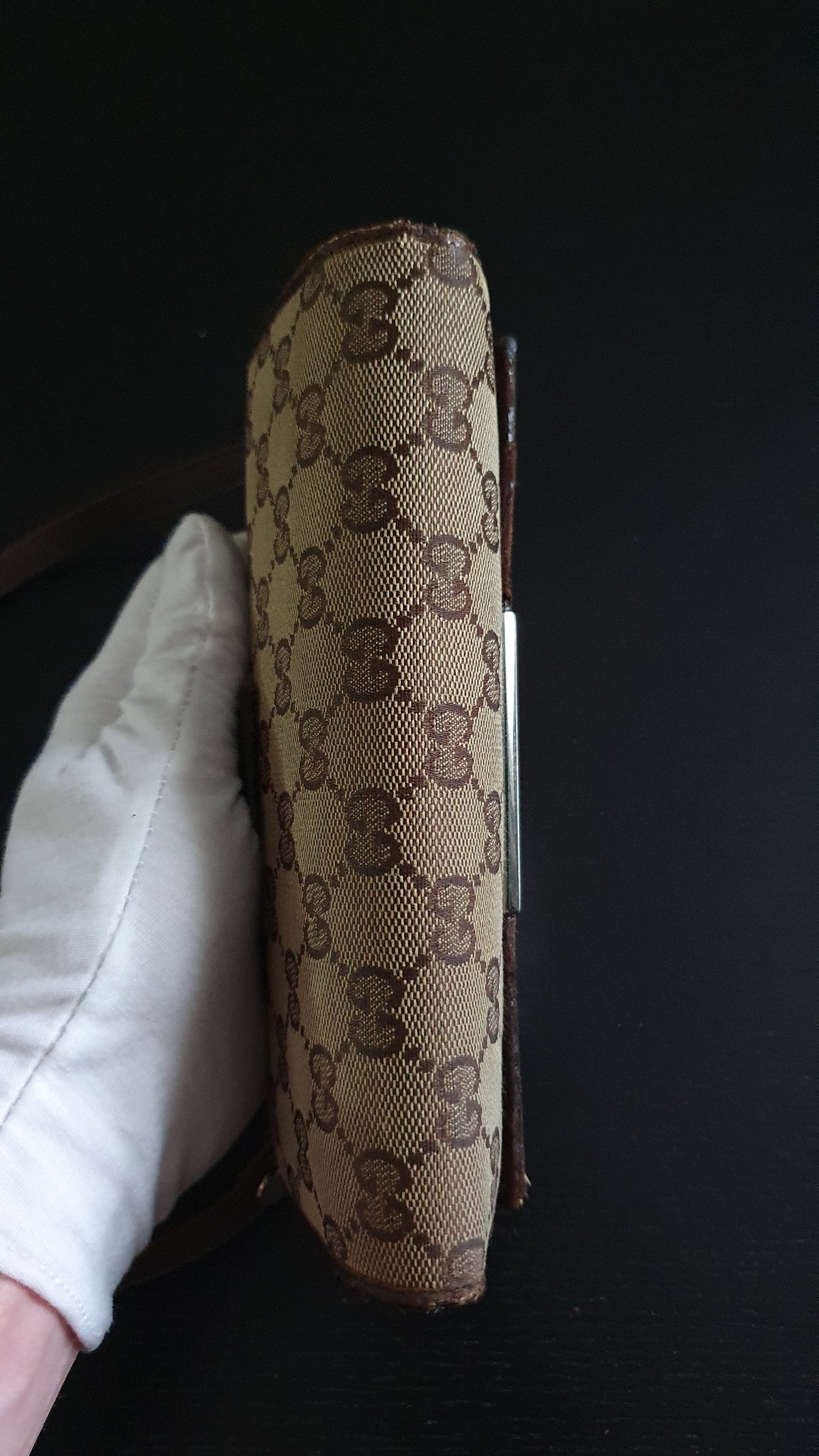 Authentic Gucci Upcycle Brown Wallet with Shoulder Strap