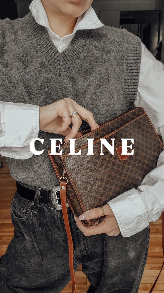 Authentic Vintage Celine Upcycle (Dark) Purse on Strap