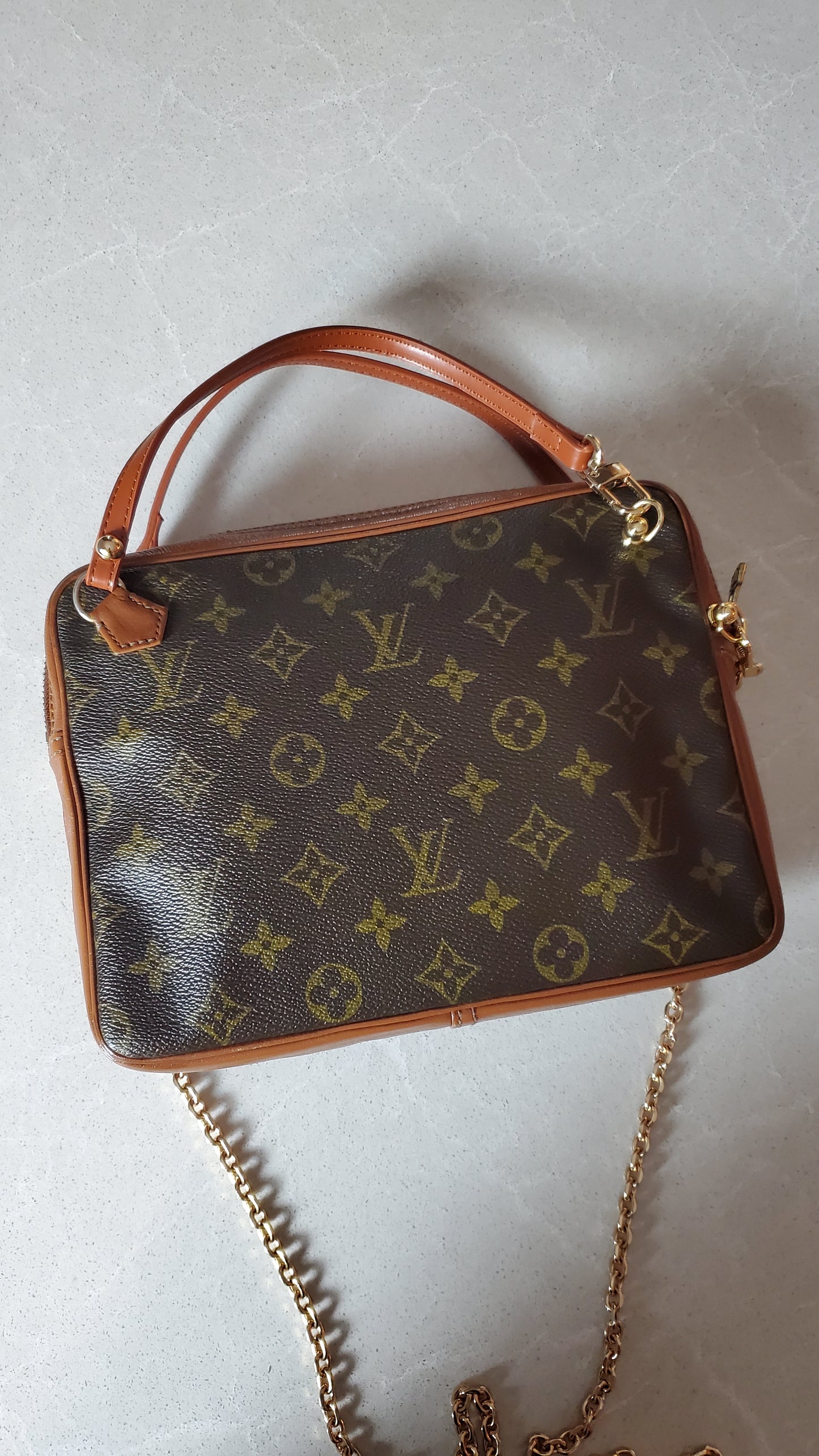 Authentic Vintage Louis Vuitton Upcycle Purse with Strap & Chain