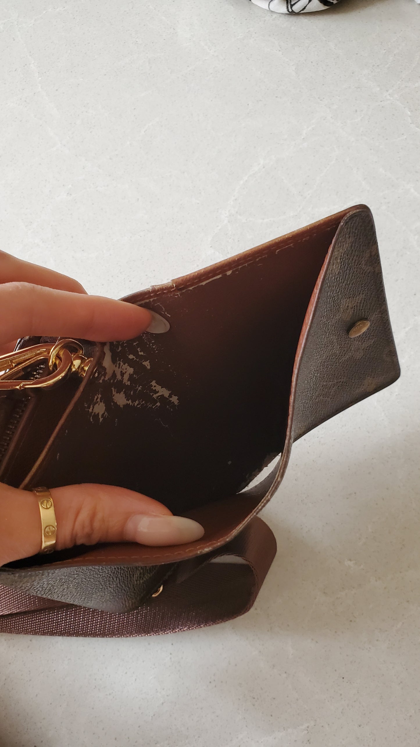 Authentic Vintage Louis Vuitton (RA0994) Upcycle Small Wallet with Strap and Chain