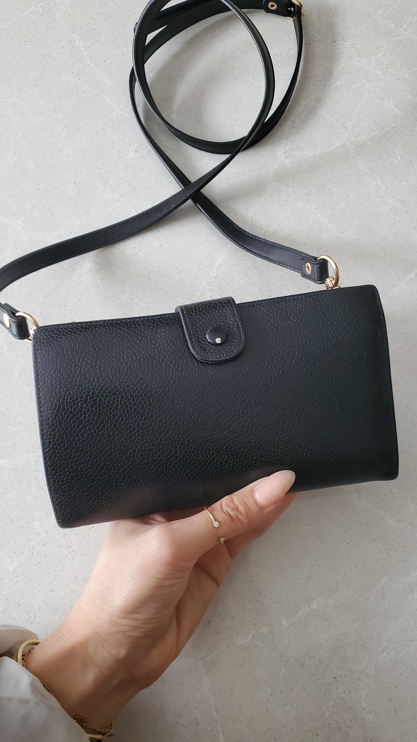 Authentic Vintage Chanel Caviar Upcycle Wallet on Chain & Strap