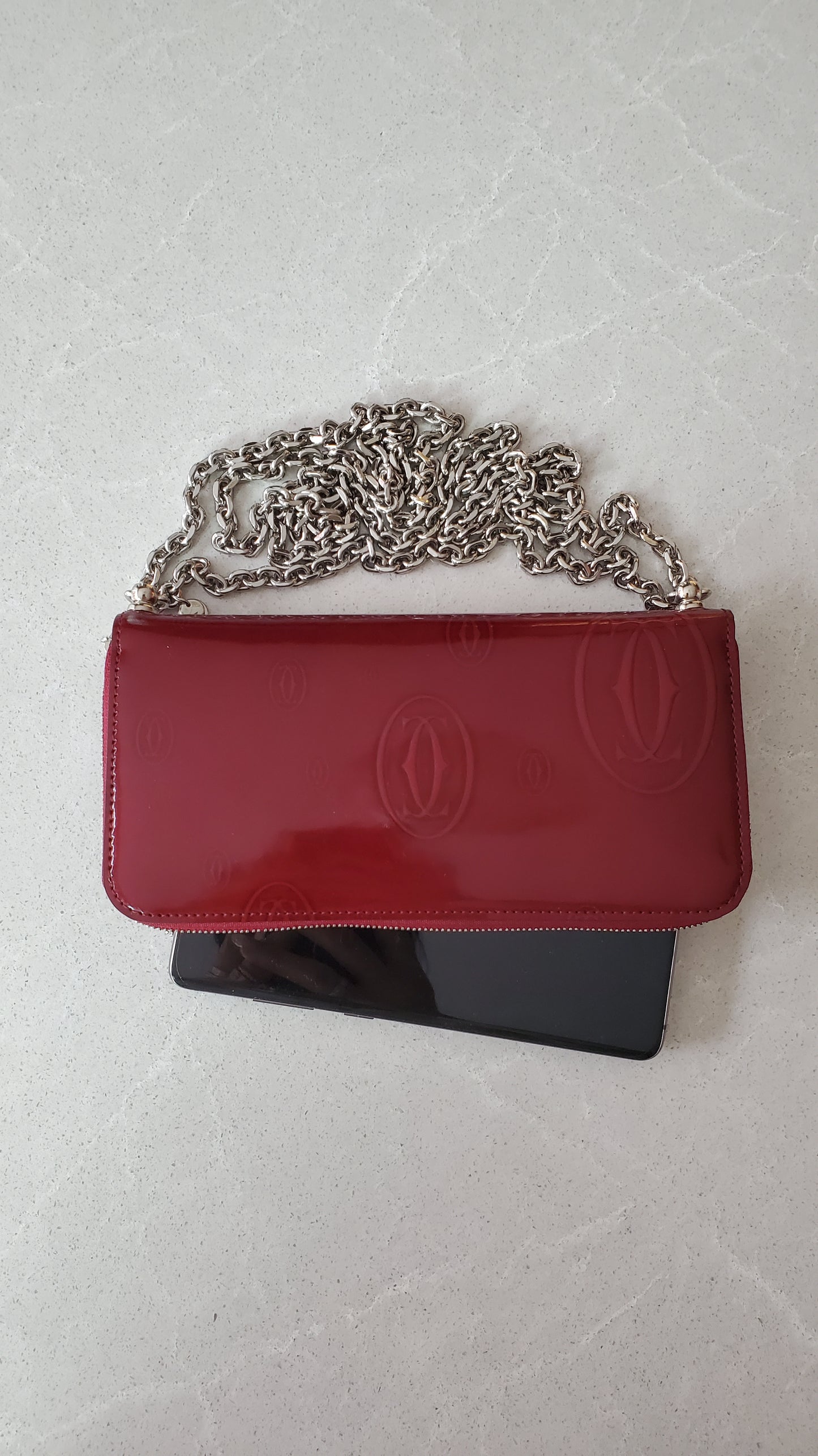 Authentic Vintage Cartier Upcycle Long Zip Wallet with Chains