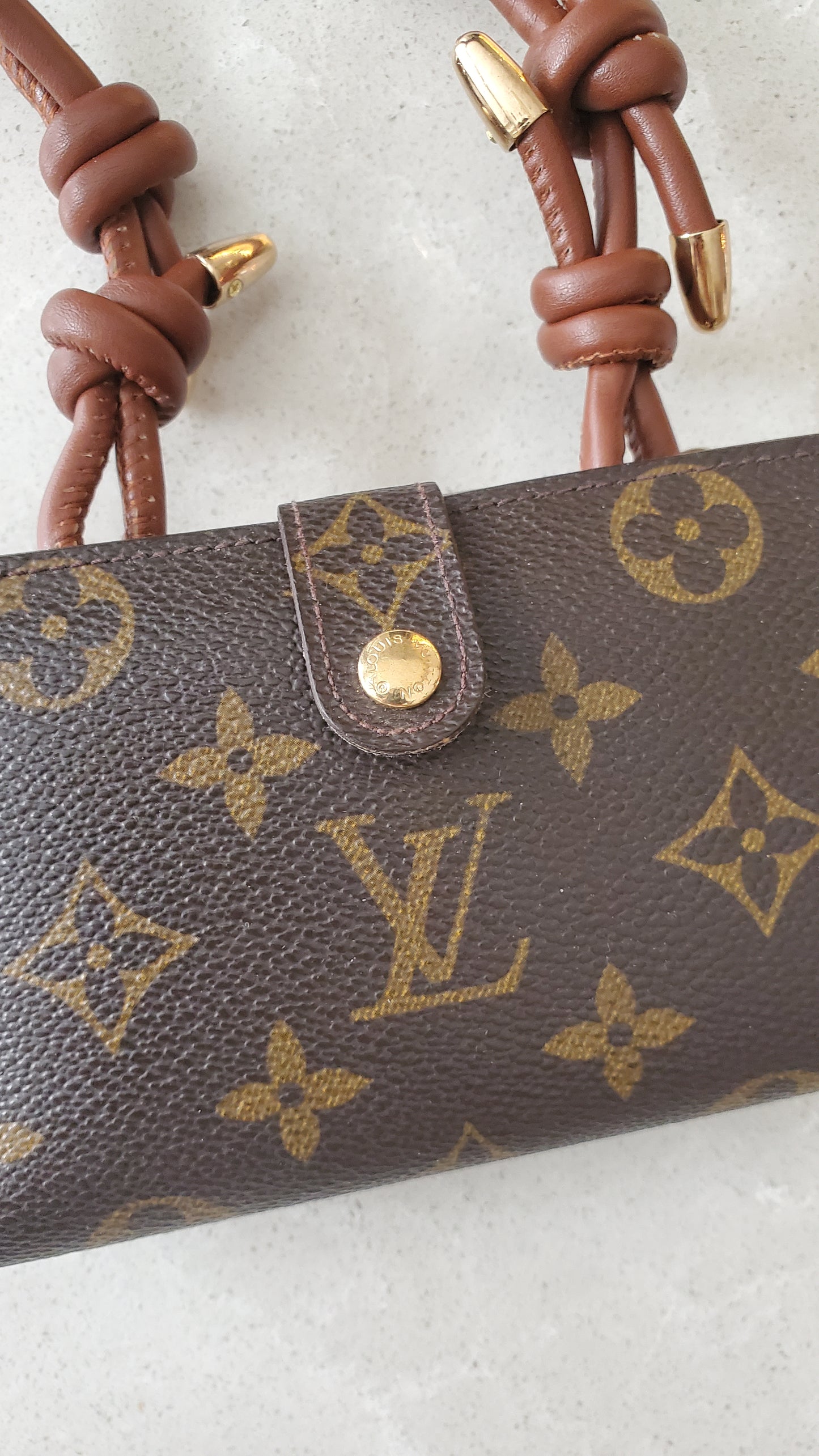 Authentic Vintage Louis Vuitton Upcycle Small Compact Wallet with Strap