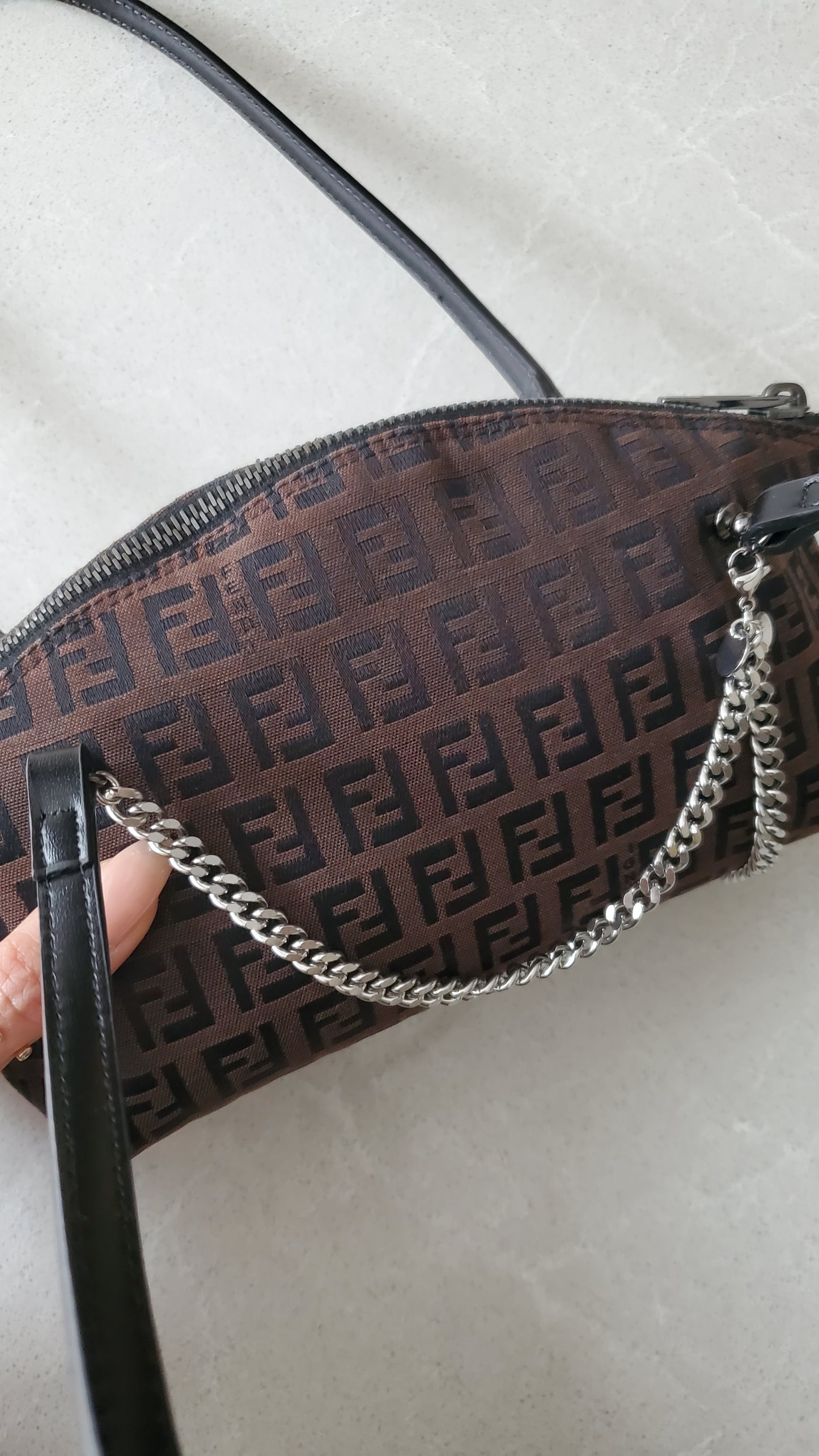 Authentic Vintage Fendi Upcycle Shoulder Purse on Chain & Strap