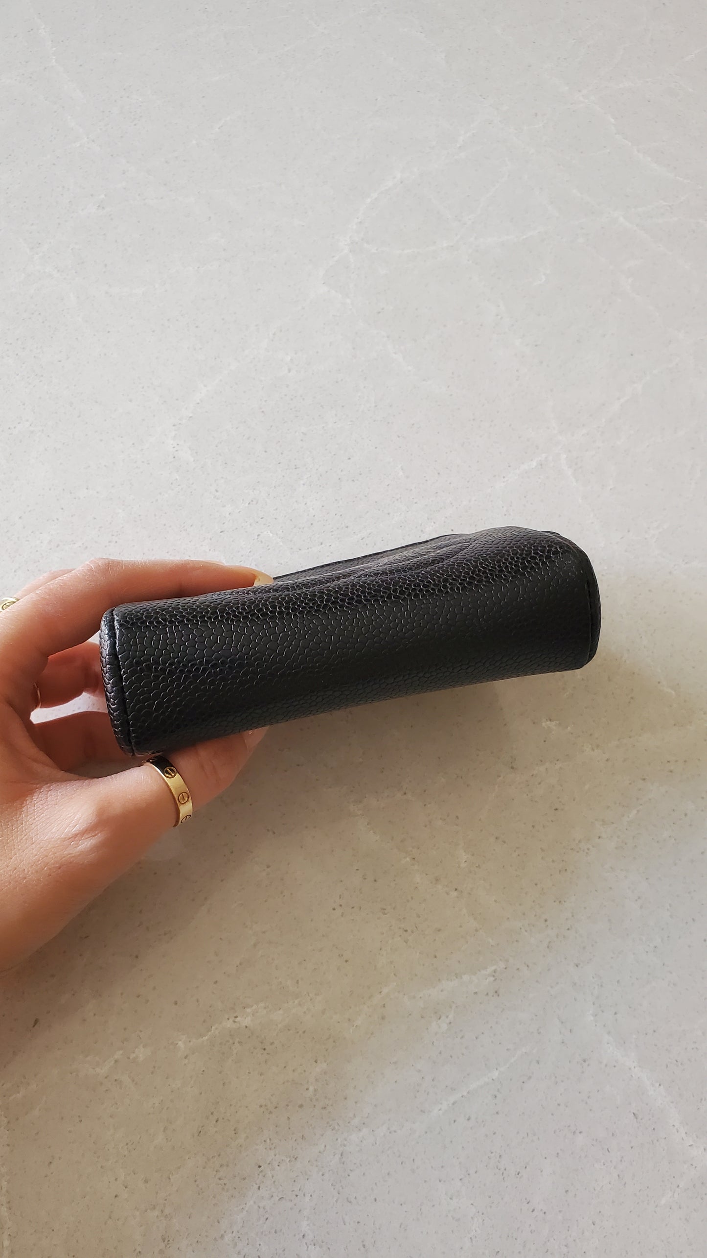 Authentic Chanel Black Caviar Leather Pouch