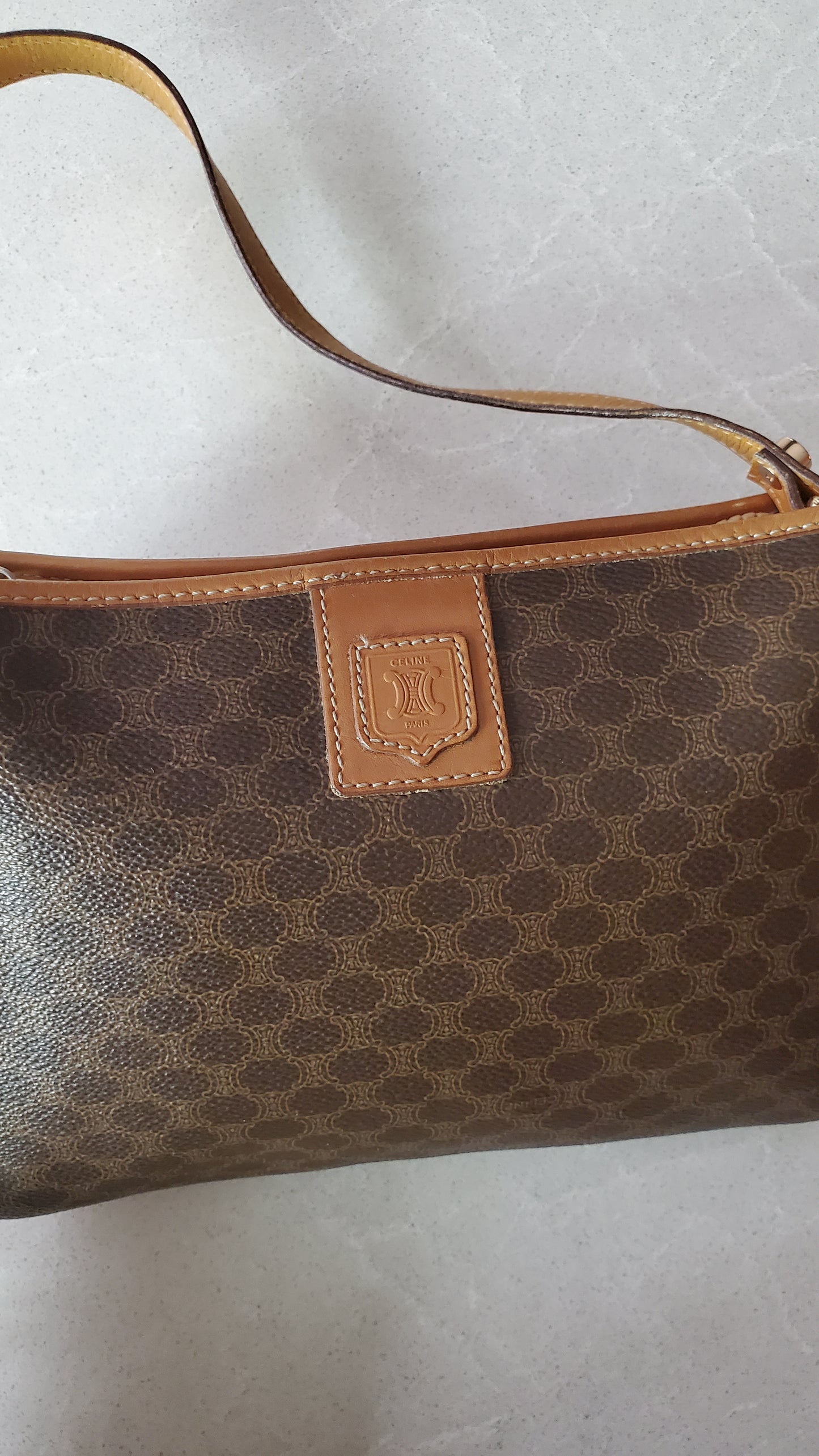 Authentic Vintage Celine Upcycle Brown/ Tan Shoulder Purse