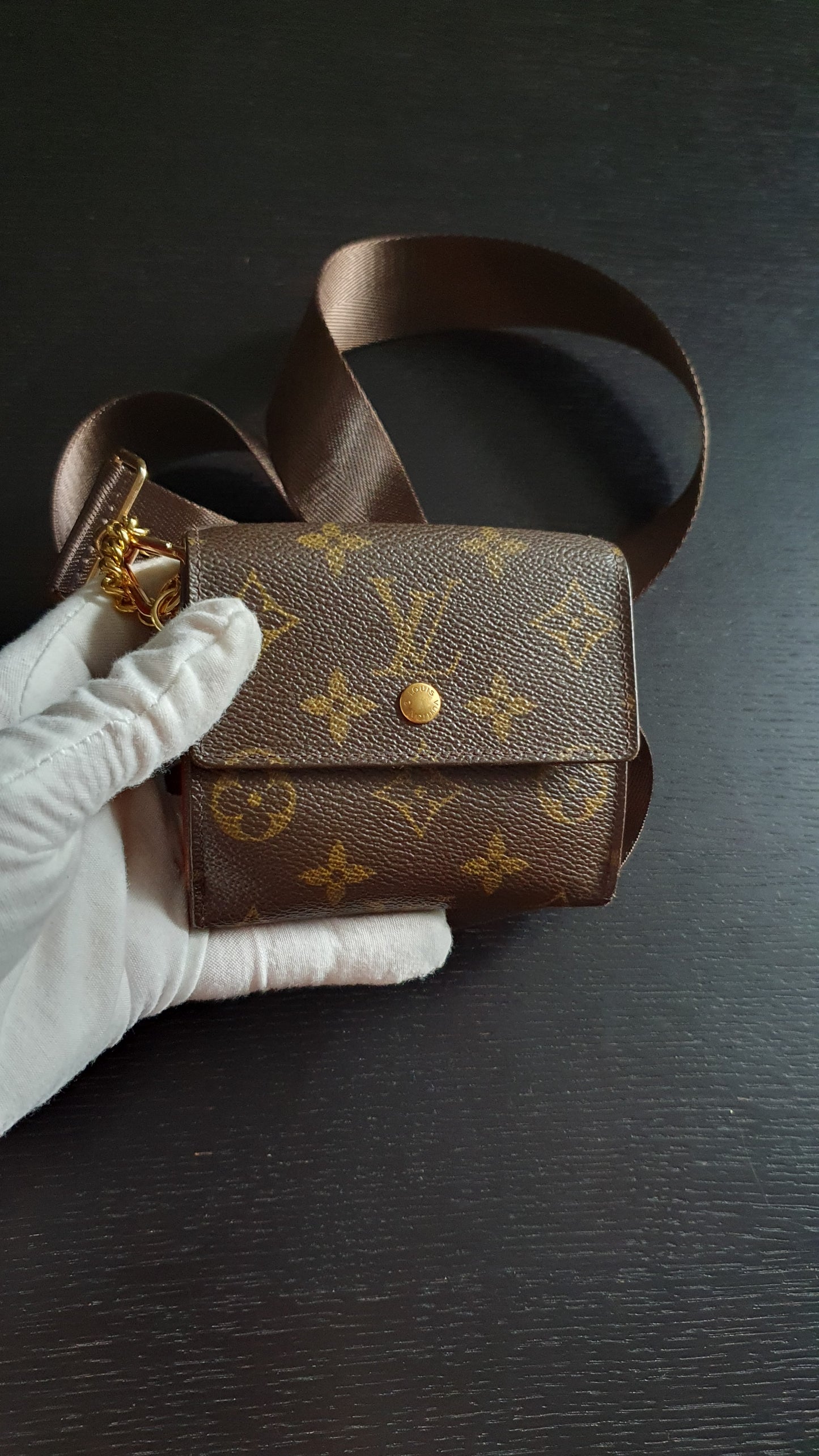 Authentic Vintage Louis Vuitton (3) Upcycle Small Wallet on Chain & Strap