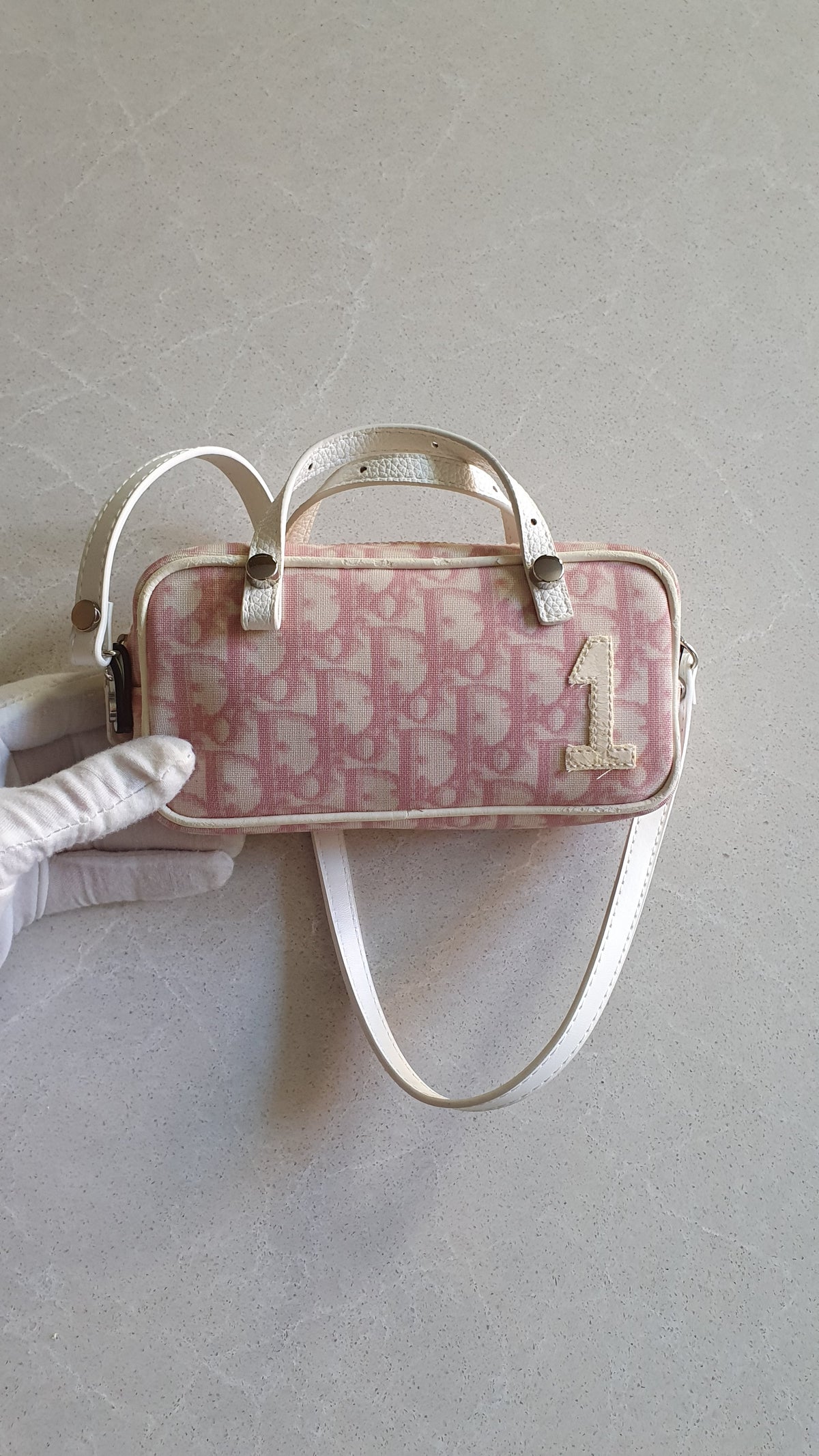 Authentic Vintage Dior Upcycle Pink Shoulder Pouch Purse with Two Handles