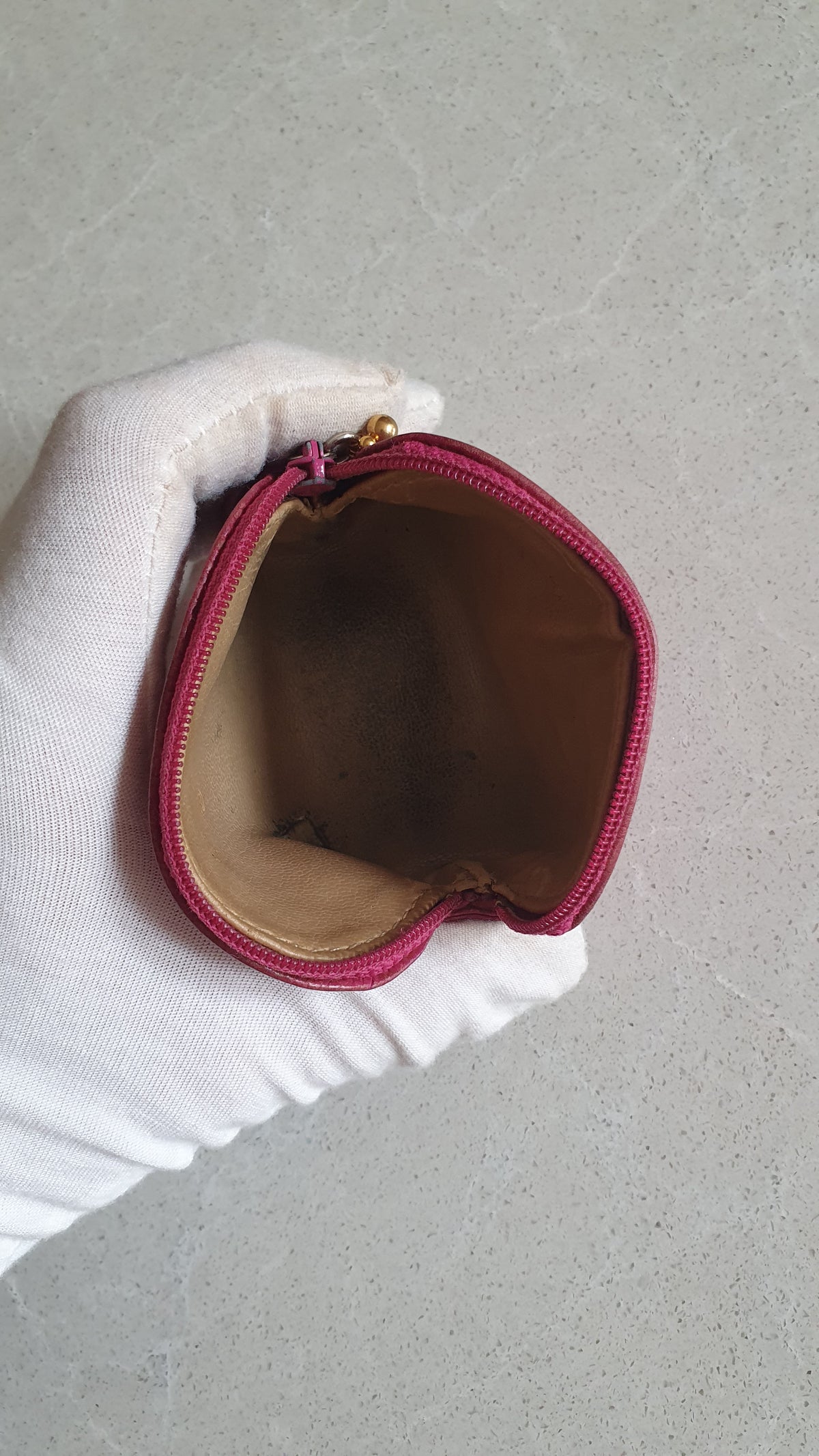 Authentic Chanel Fuchsia Caviar Leather Mini Pouch