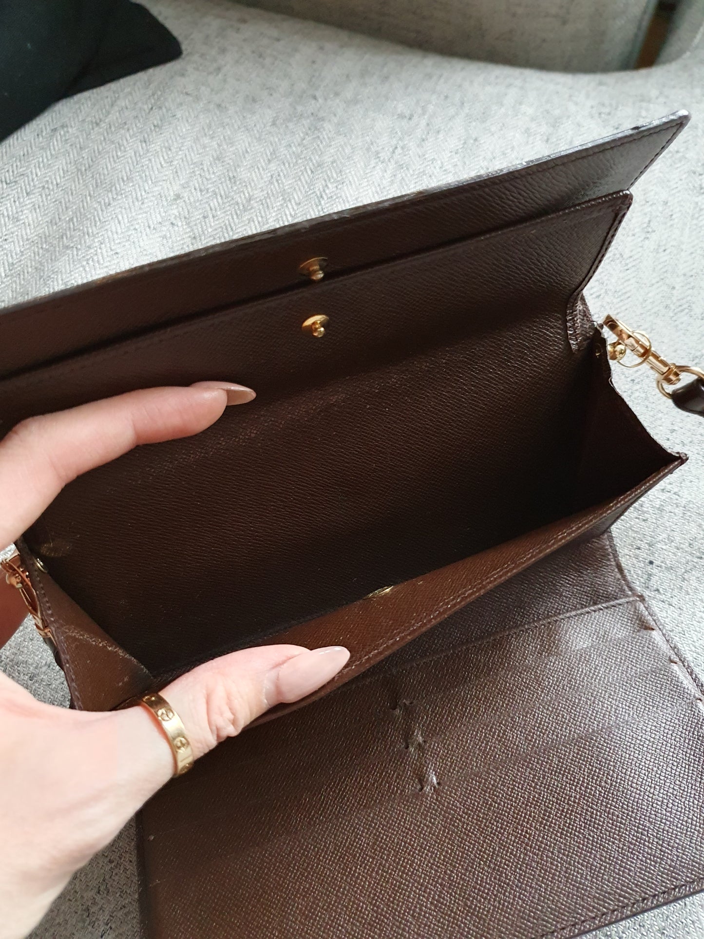 *New Drop* Authentic Louis Vuitton Brown Ebene Upcycle (Open) Wallet on Strap