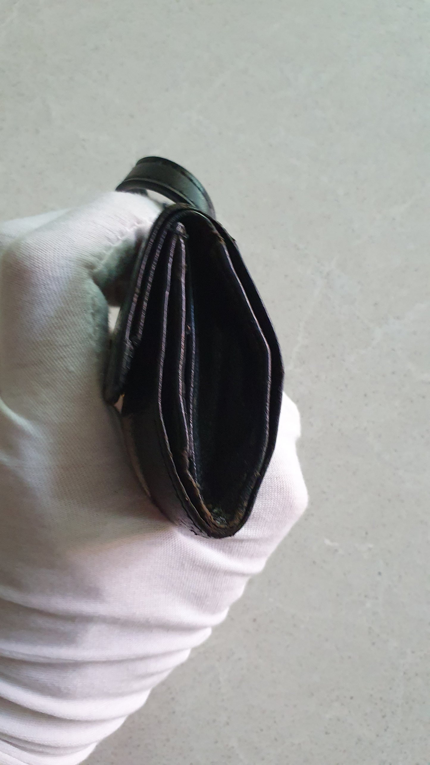 Authentic Chanel Upcycle Mini Black Leather Wallet with Single Handle