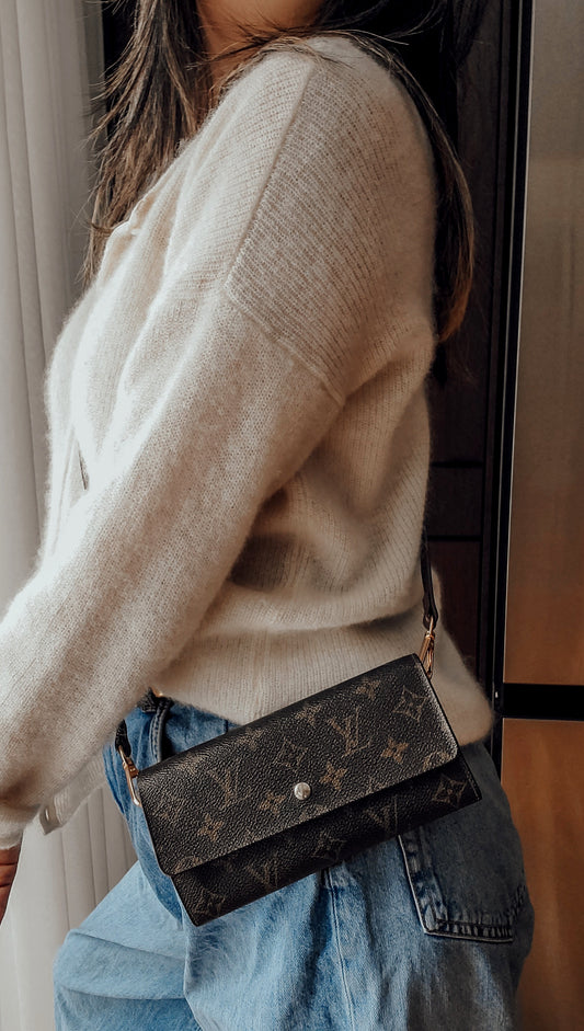 Authentic Vintage Louis Vuitton Upcycle Long Wallet with Strap