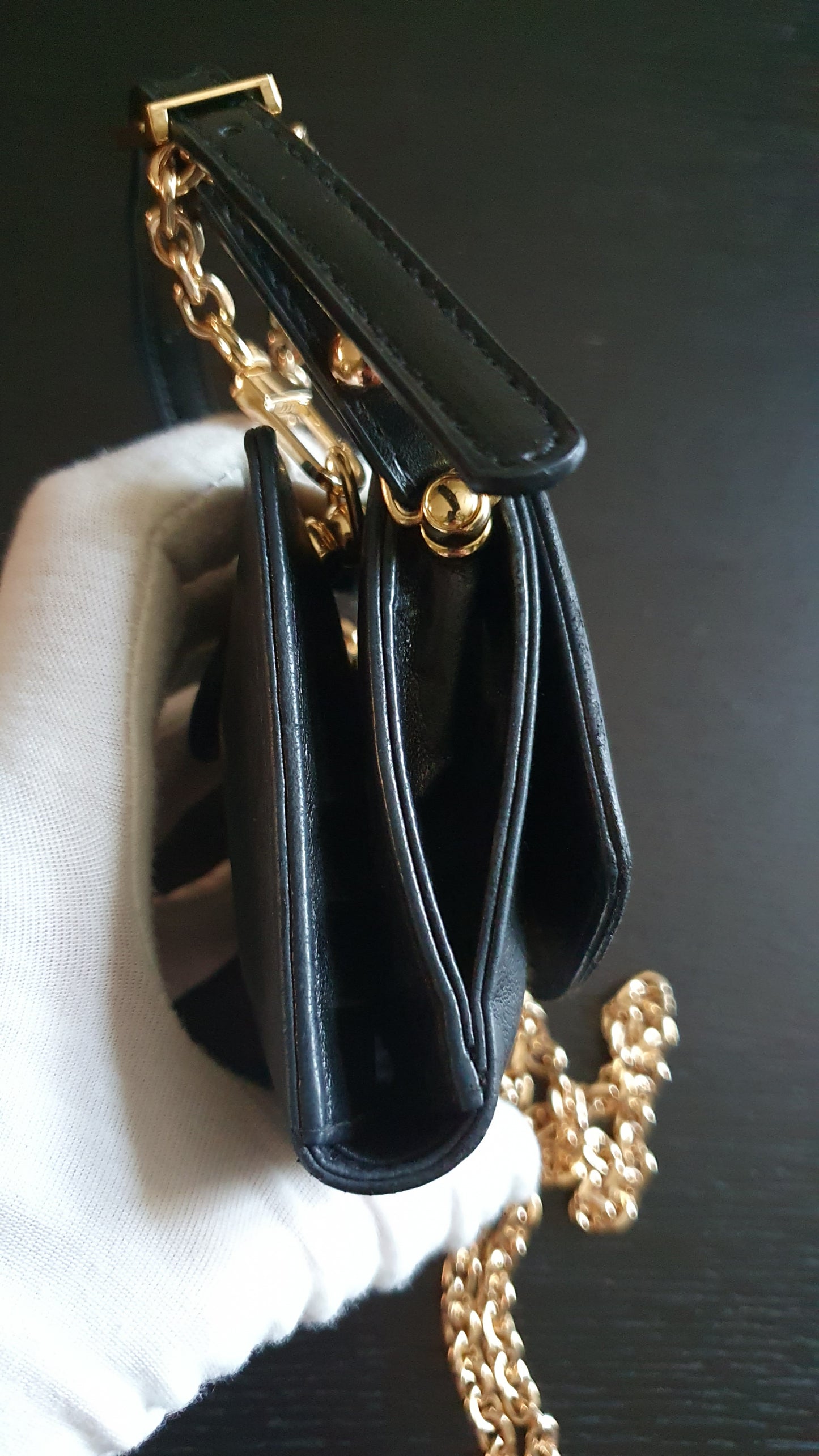 Authentic Chanel Upcycle Small Black Wallet with Strap & Chain