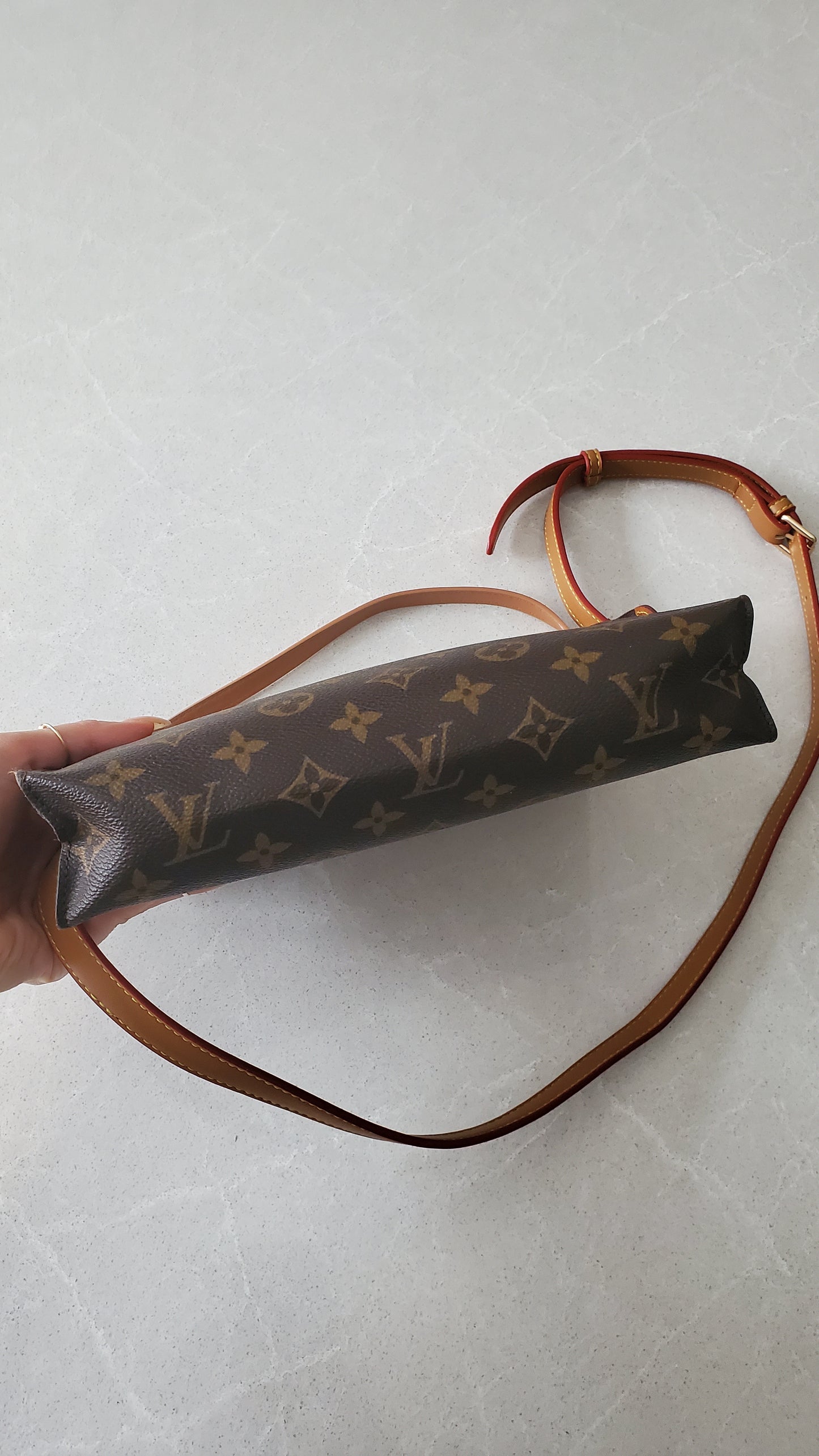 Authentic Vintage Louis Vuitton Upcycle Toiletry Pouch (Grey Insert) with Chain & 2 Straps