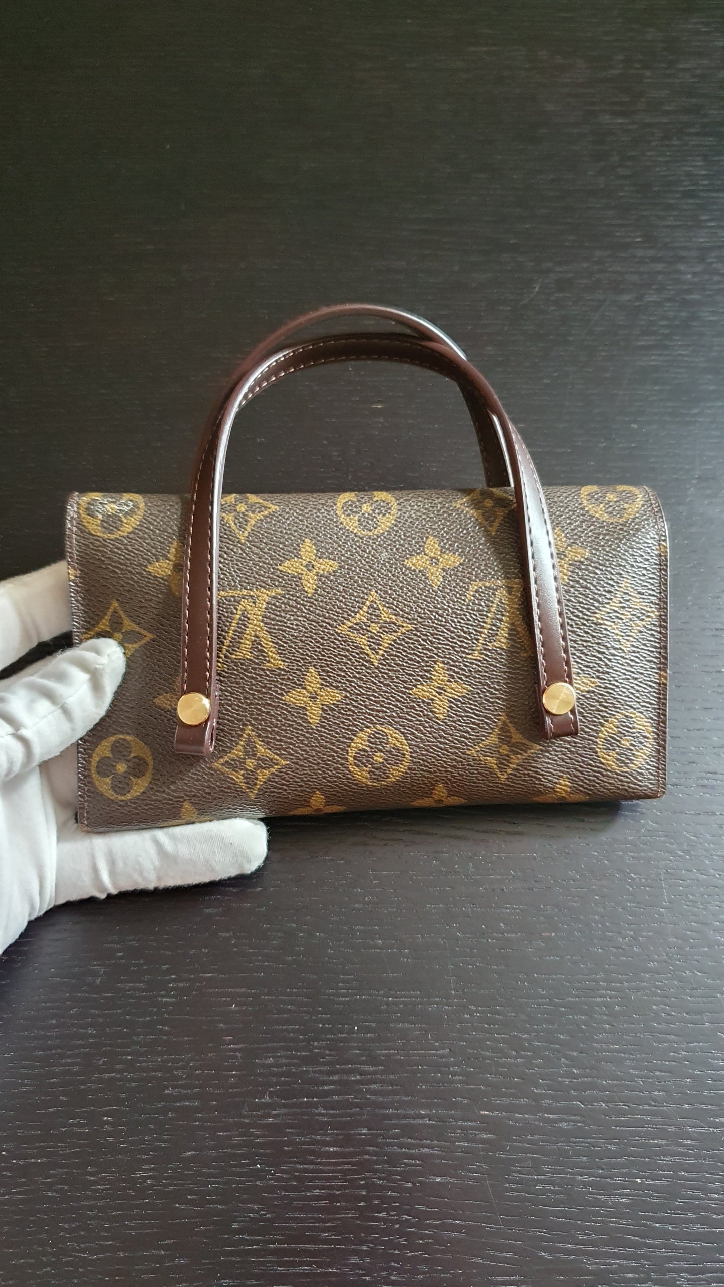 Authentic Vintage Louis Vuitton Upcycle Brown Monogram Wallet with Two Handles