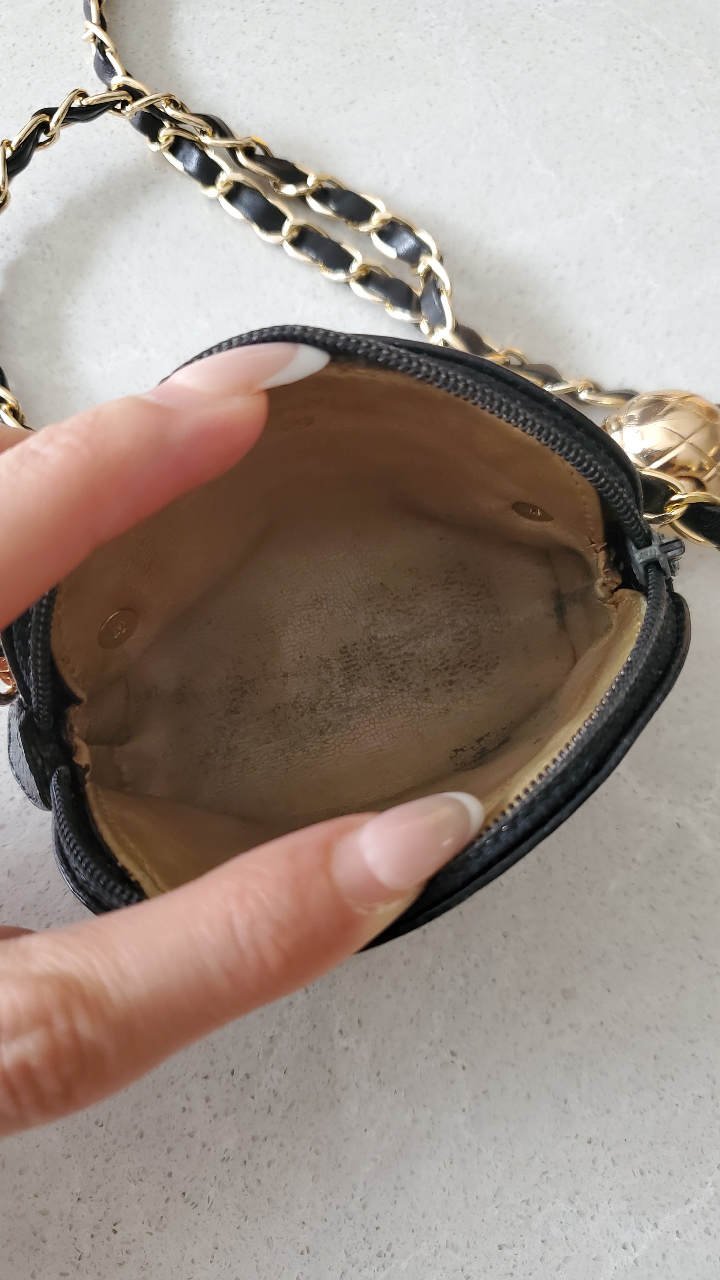 Authentic Vintage Chanel Upcycle Versatile Black Caviar Mini Pouch on Chain