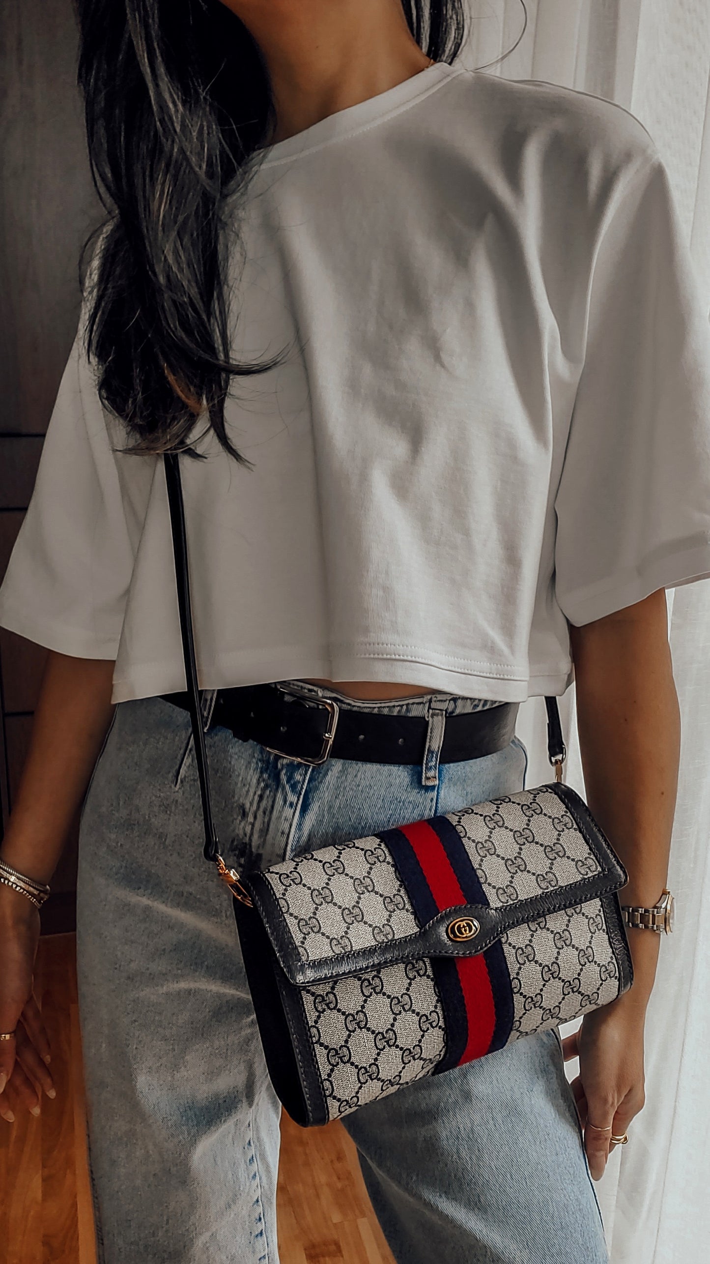 Authentic Vintage Gucci Upcycle (Dark Navy) Versatile Purse
