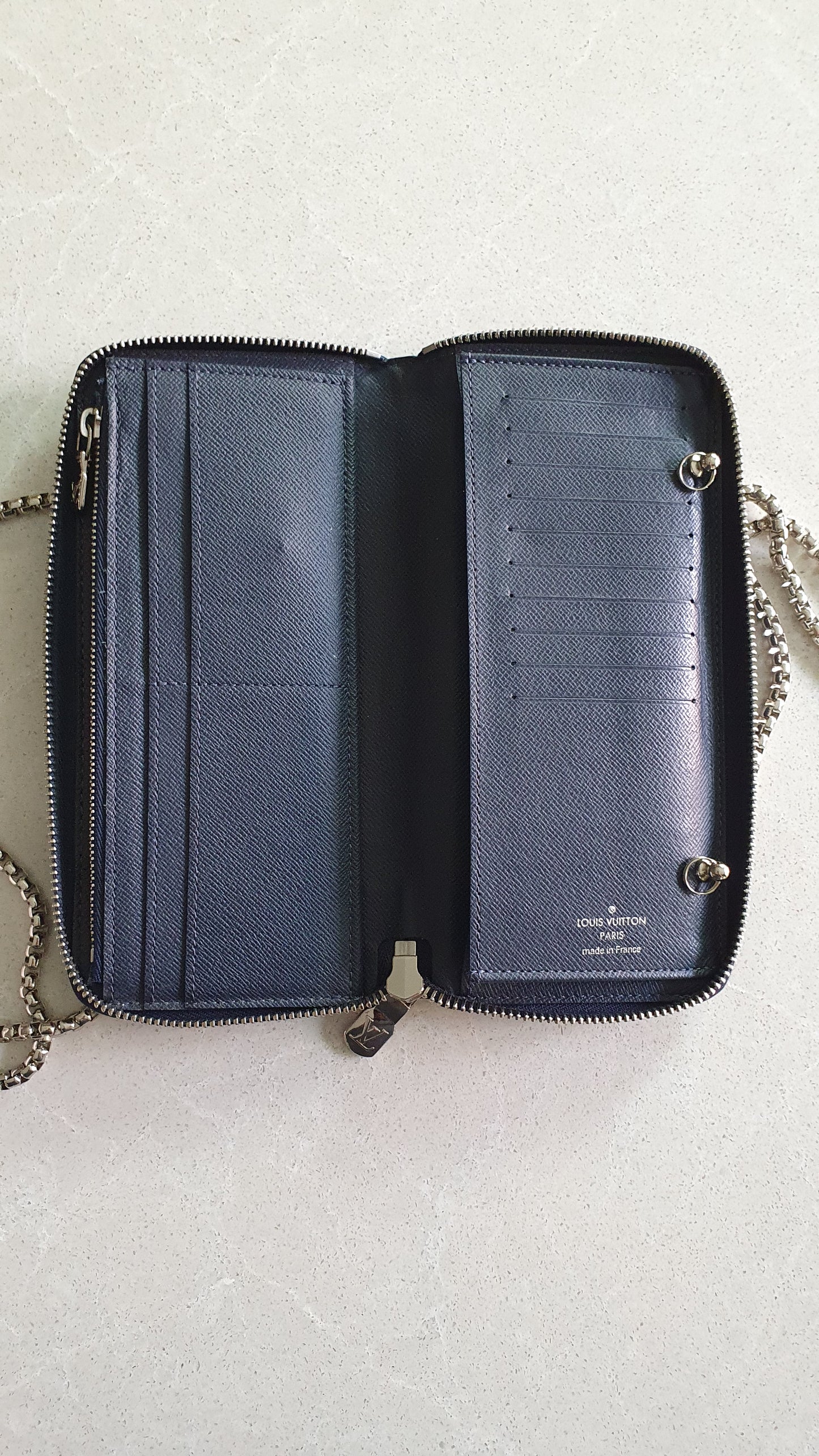 Authentic Louis Vuitton Upcycle Zip Wallet with Shoulder Chains