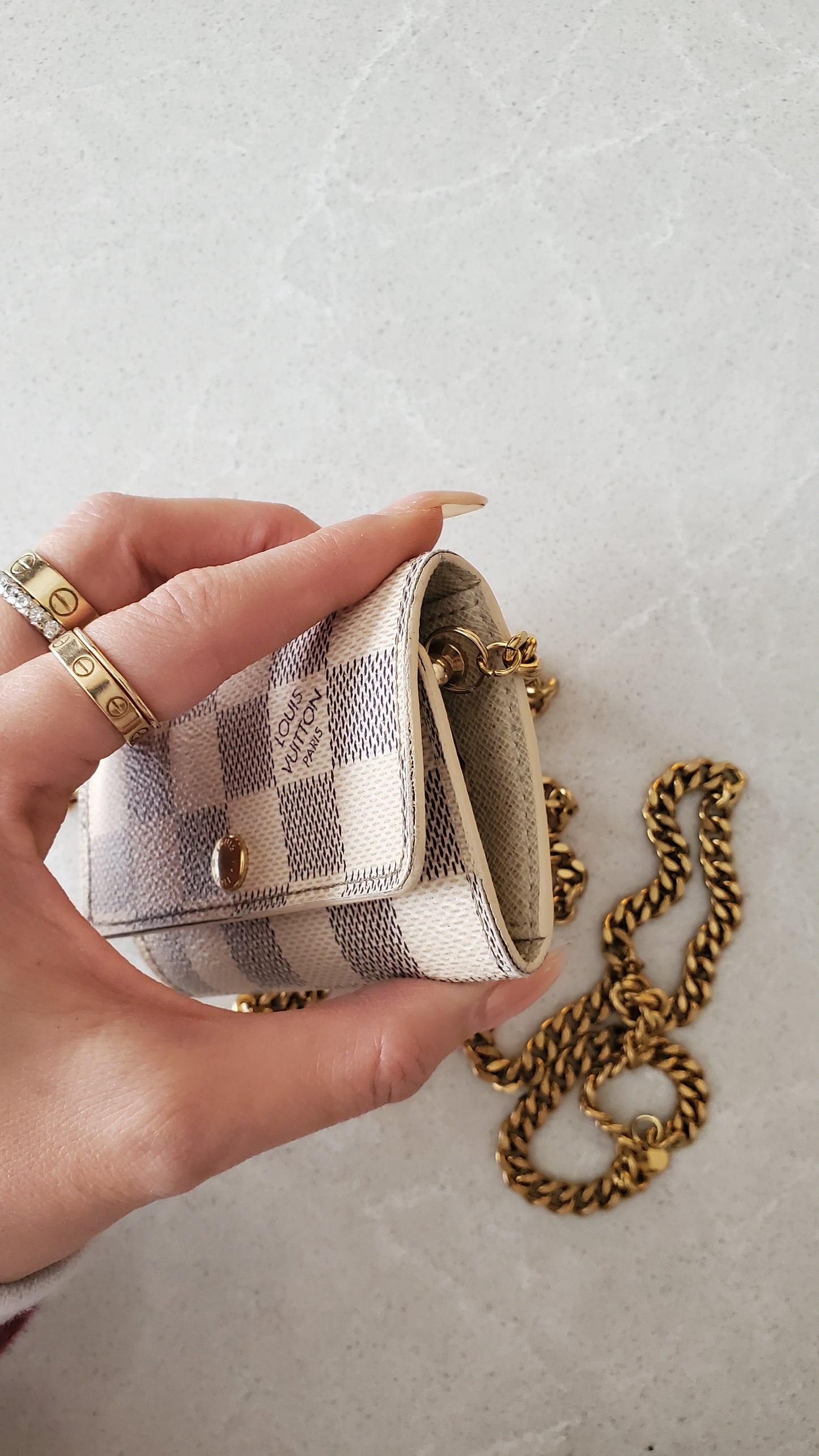 Authentic Louis Vuitton Damier Upcycle Keyholder on Chain