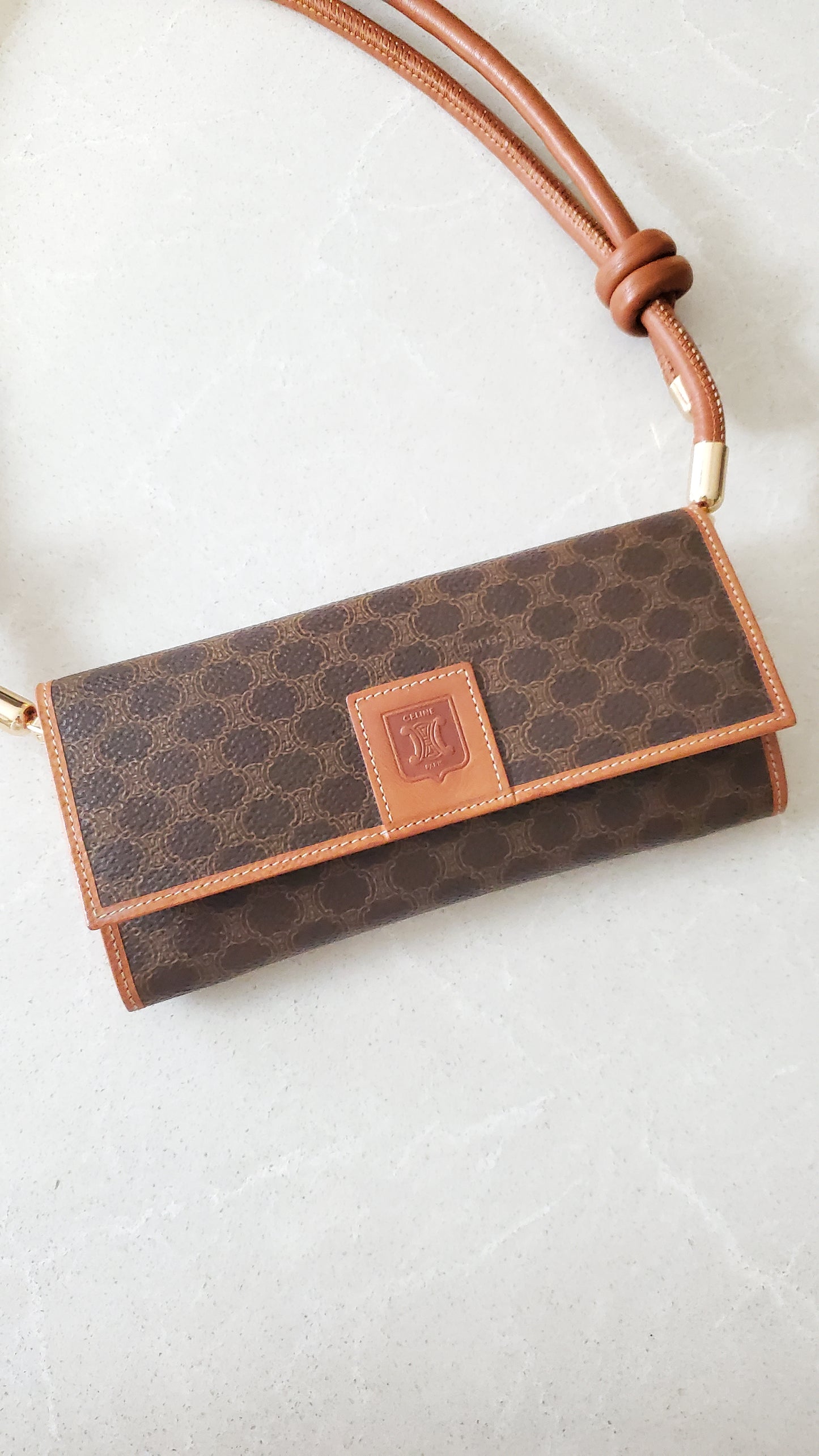 Authentic Vintage Celine Upcycle Long Wallet on Chain & Strap