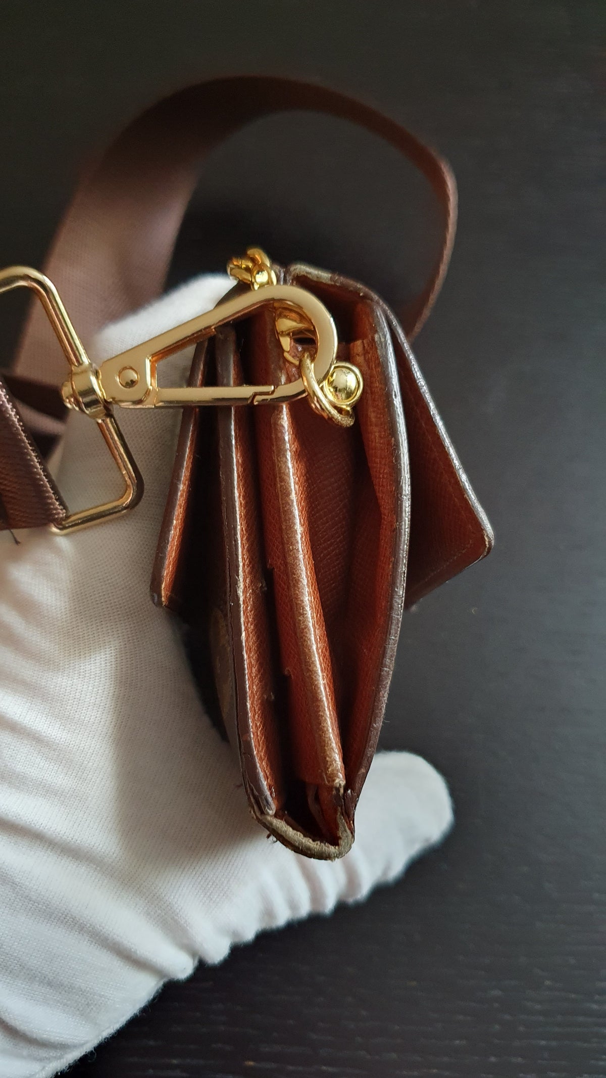 Authentic Vintage Louis Vuitton (5) Upcycle Small Wallet on Chain & Strap