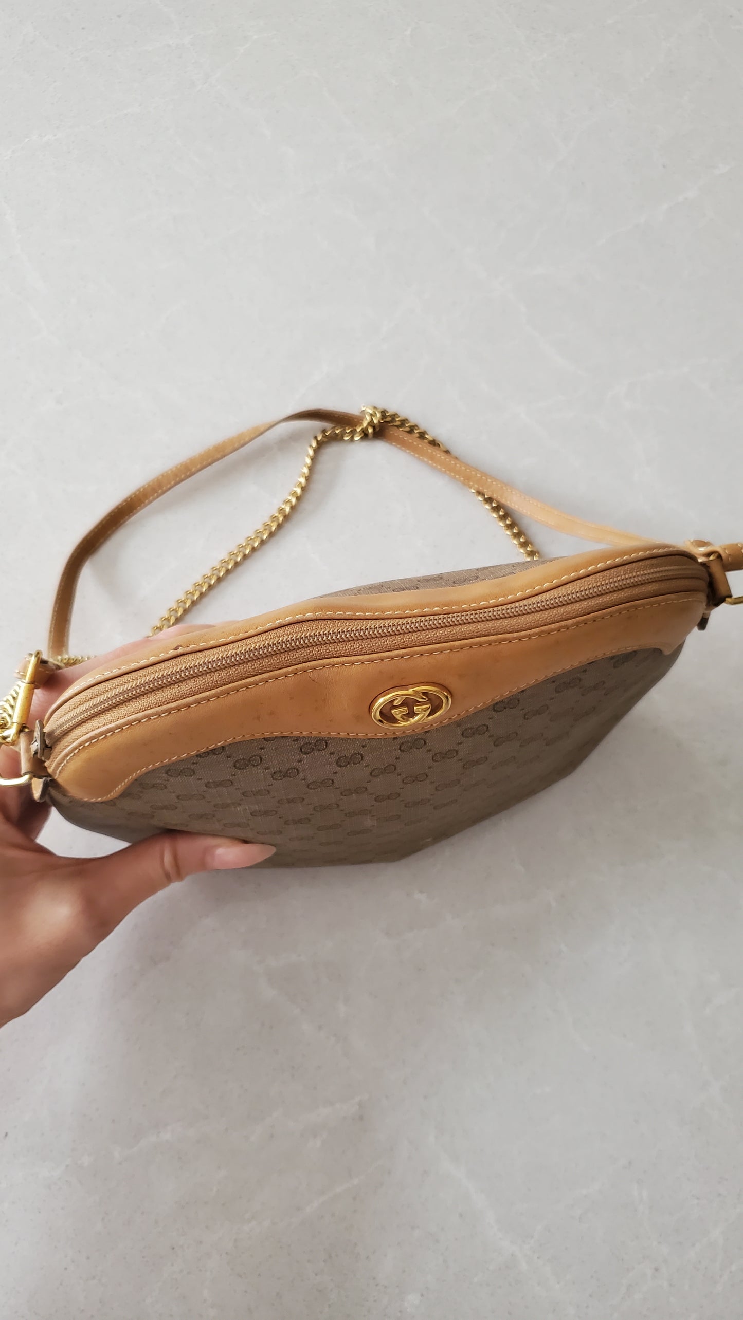 Authentic Vintage Gucci Upcycle Shoulder Purse on Chain/ Strap