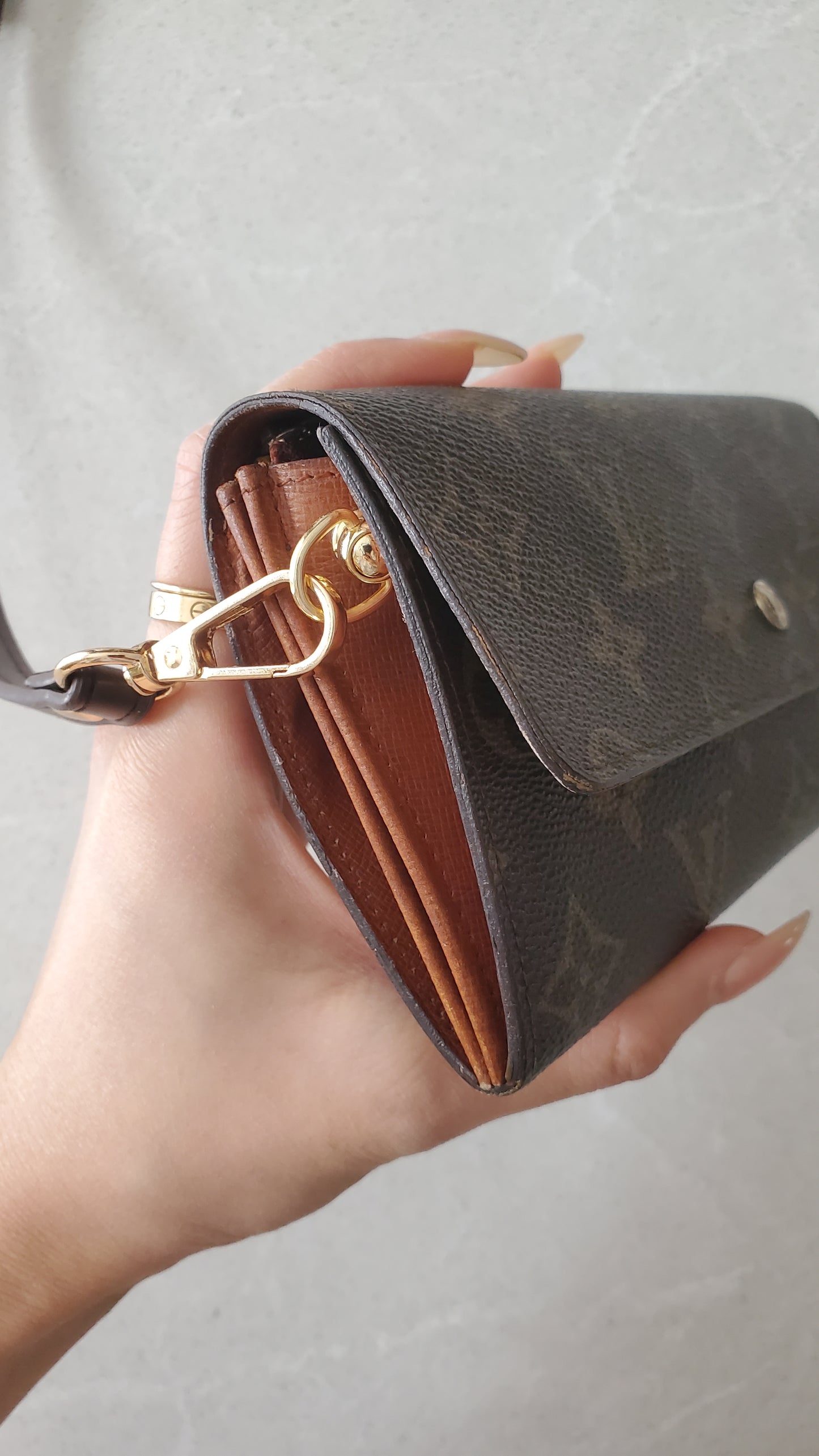Authentic Vintage Louis Vuitton Upcycle Long Wallet with Strap